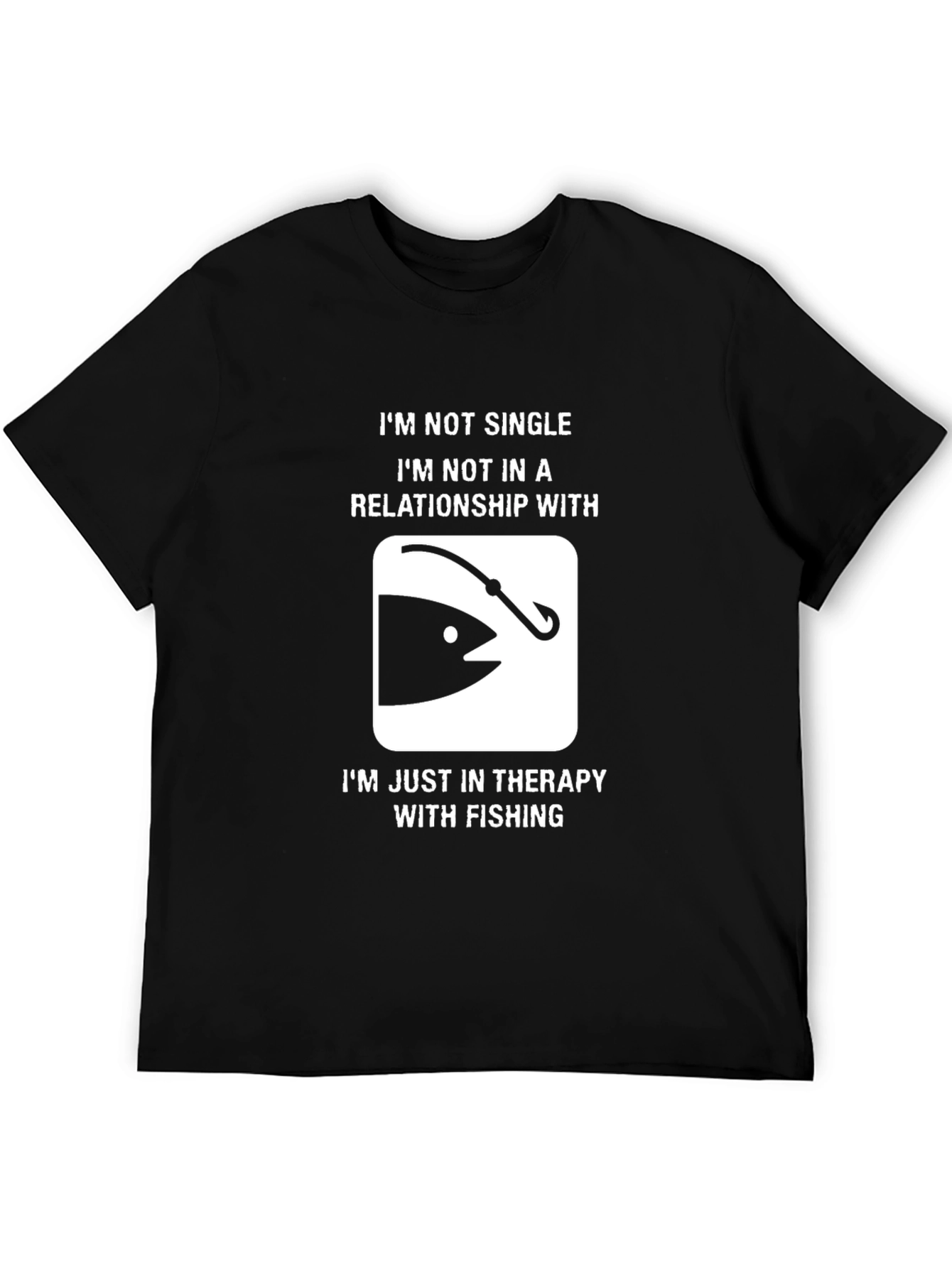 Black Funny Fishing Therapy T-Shirt view 5