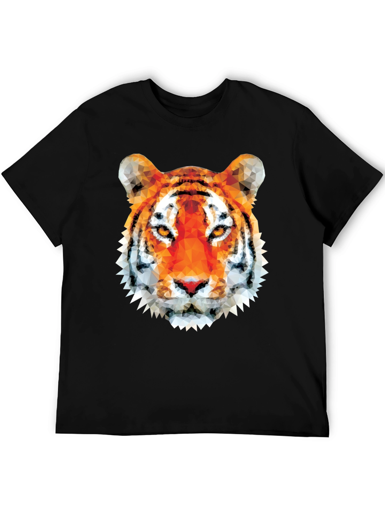 Black Geometric Tiger Graphic Tee - Modern Animal Print view 5