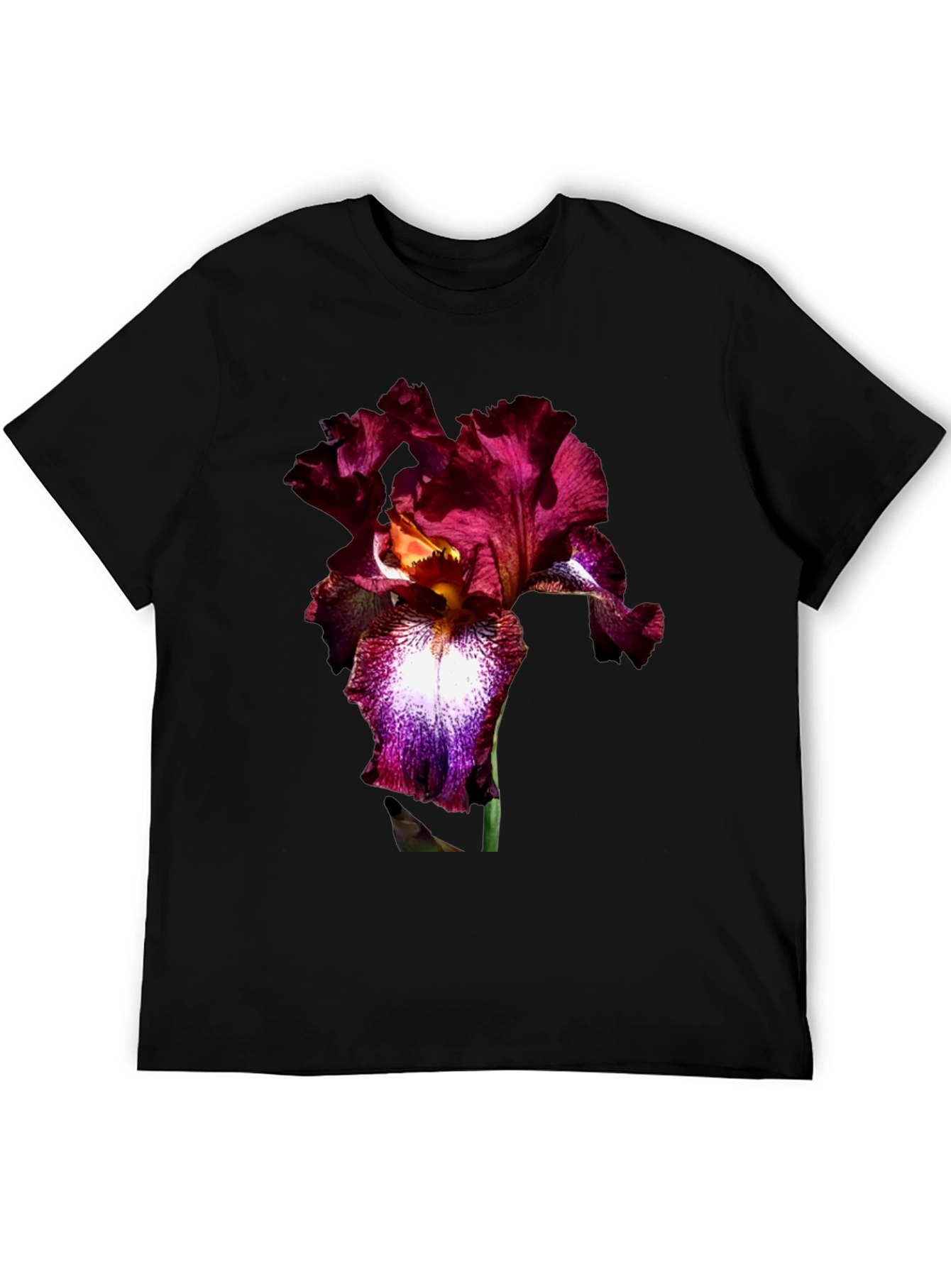 Black Floral Iris Print Black T-Shirt view 5