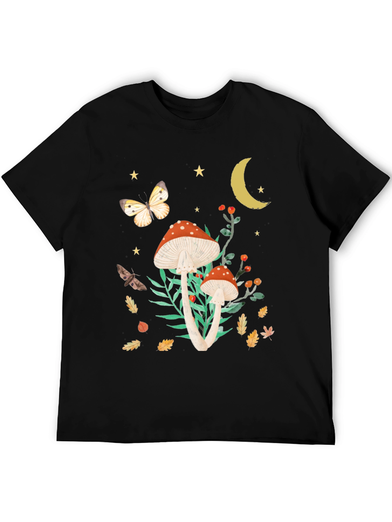 Black Mushroom Butterfly Graphic Tee view 5
