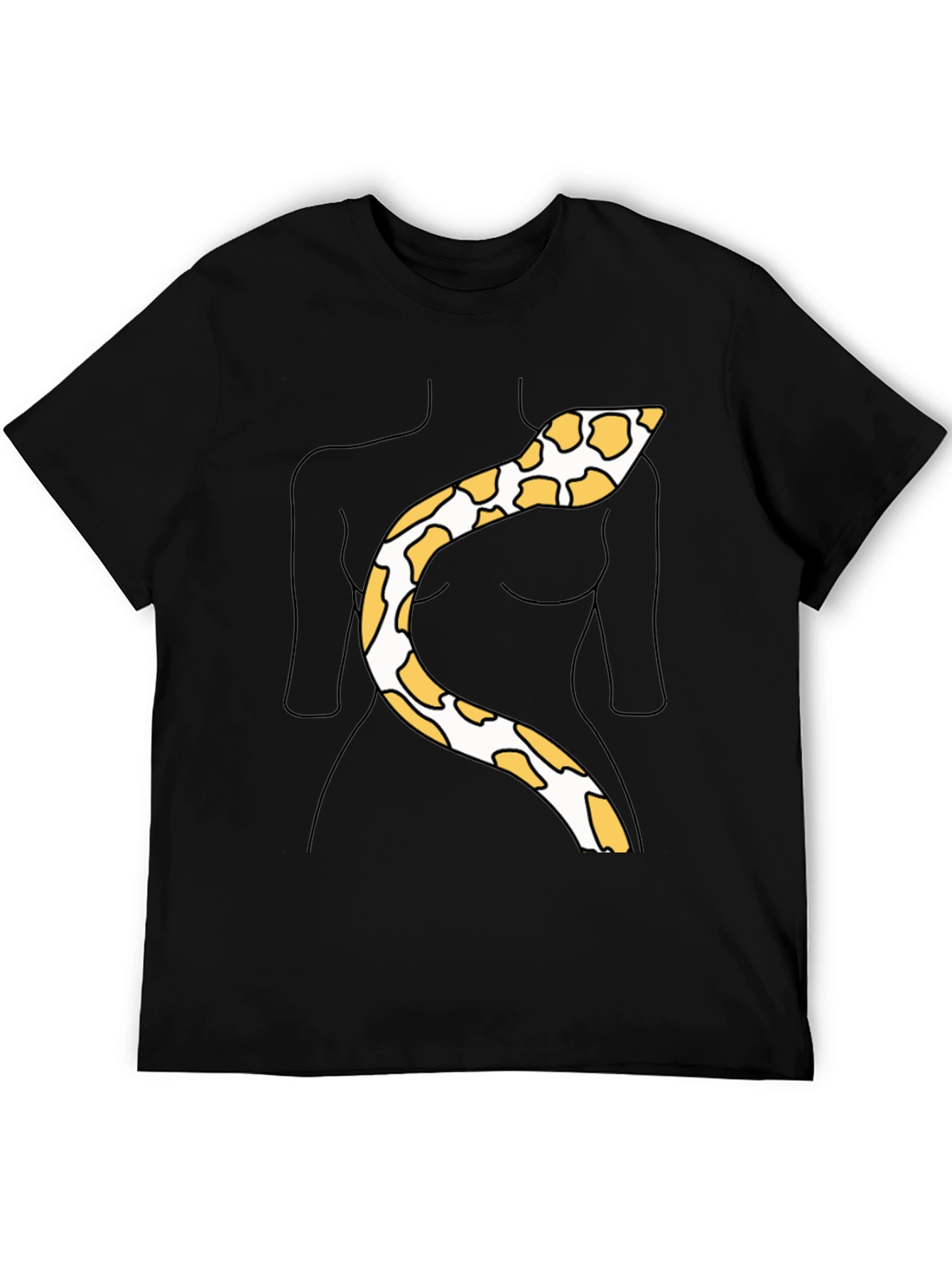Black Snakeskin Print Tee - Funny Body Outline Top view 5