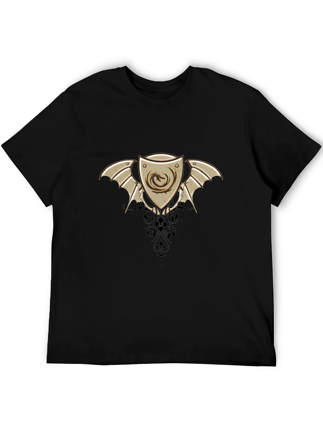 Black Dragon Shield Graphic Black T-Shirt view 5