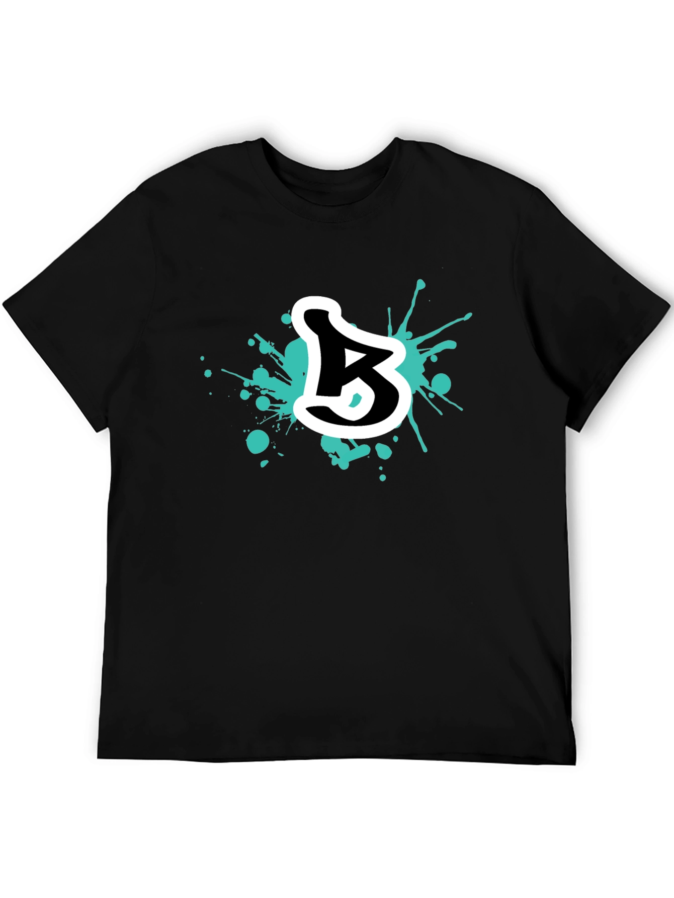 Black Abstract Letter B Graphic Tee - Black Cotton Blend view 5