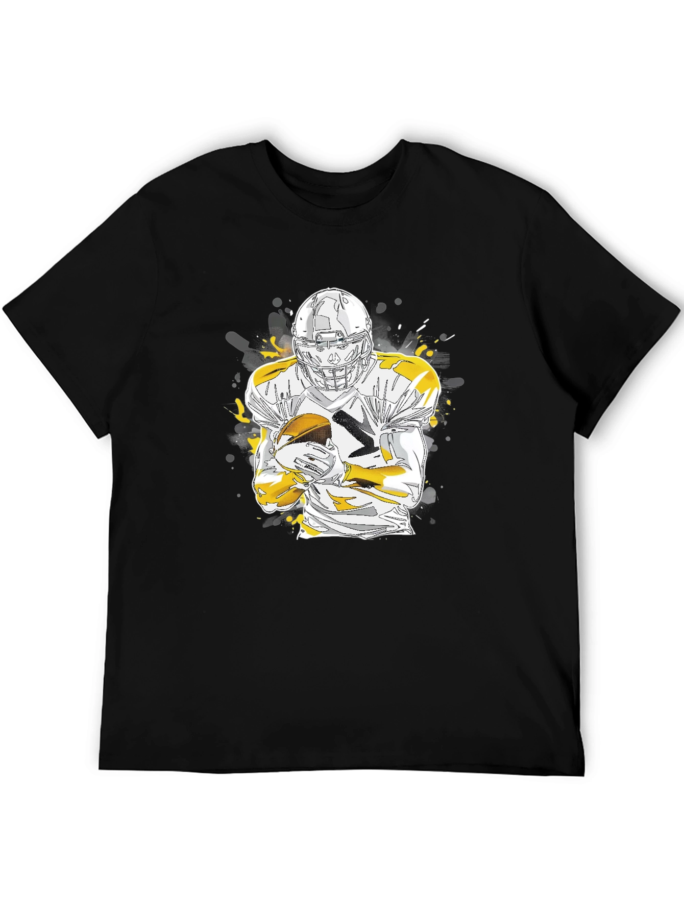 Black Football Player Graphic Black T-Shirt view 5
