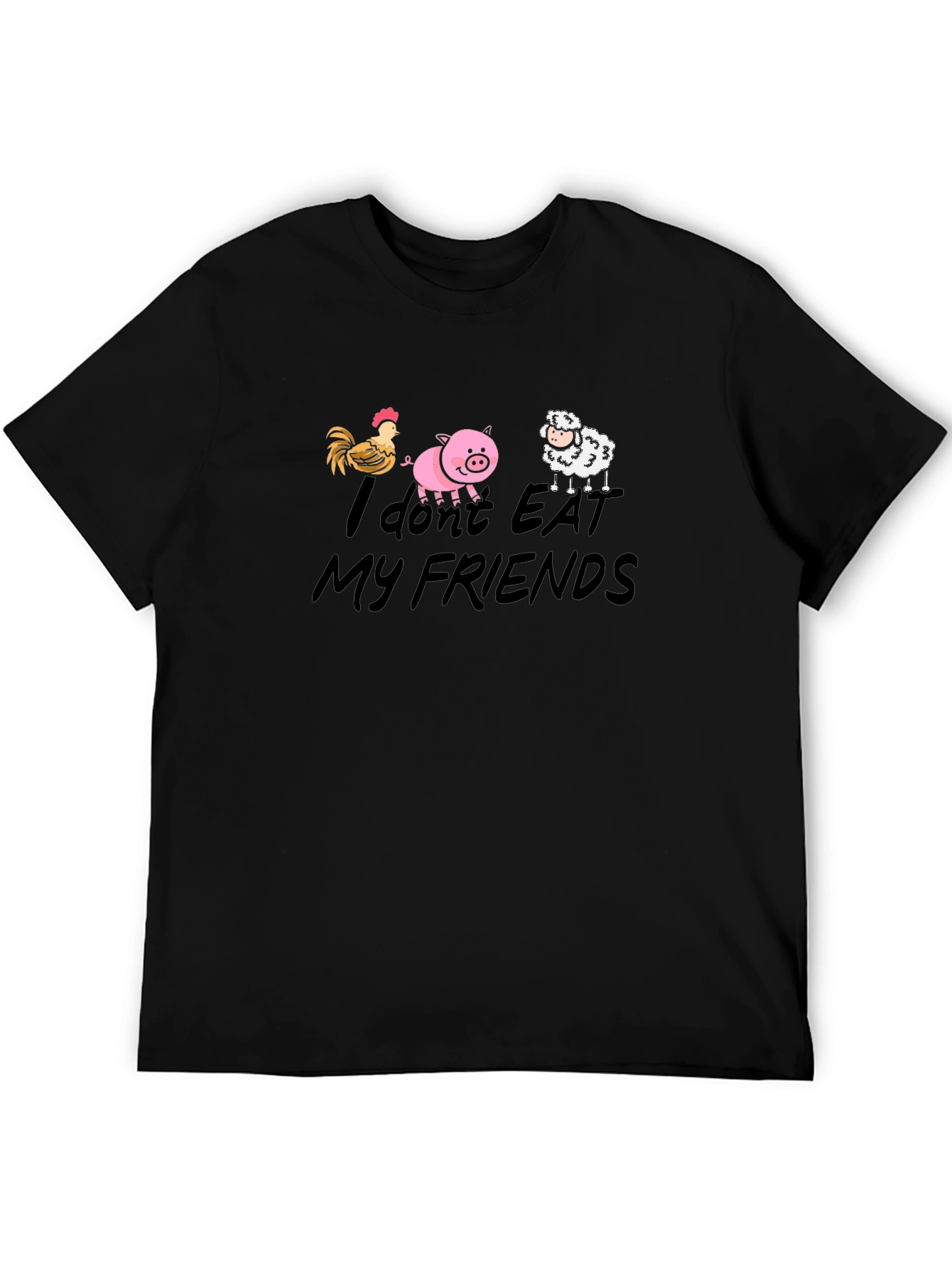 Black Vegan Animal Friends T-Shirt view 5
