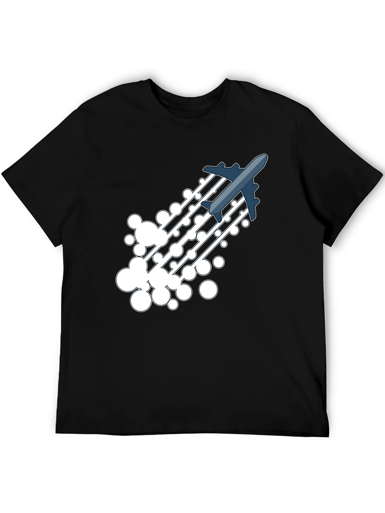 Black Airplane Trail Graphic Tee - Black Cotton Blend Shirt view 5
