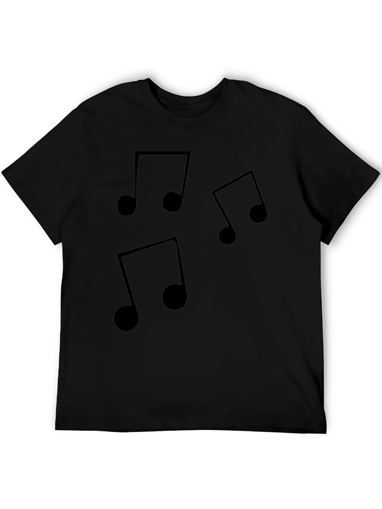 Black Musical Note T-Shirt - Black Cotton Tee for Music Lovers view 5