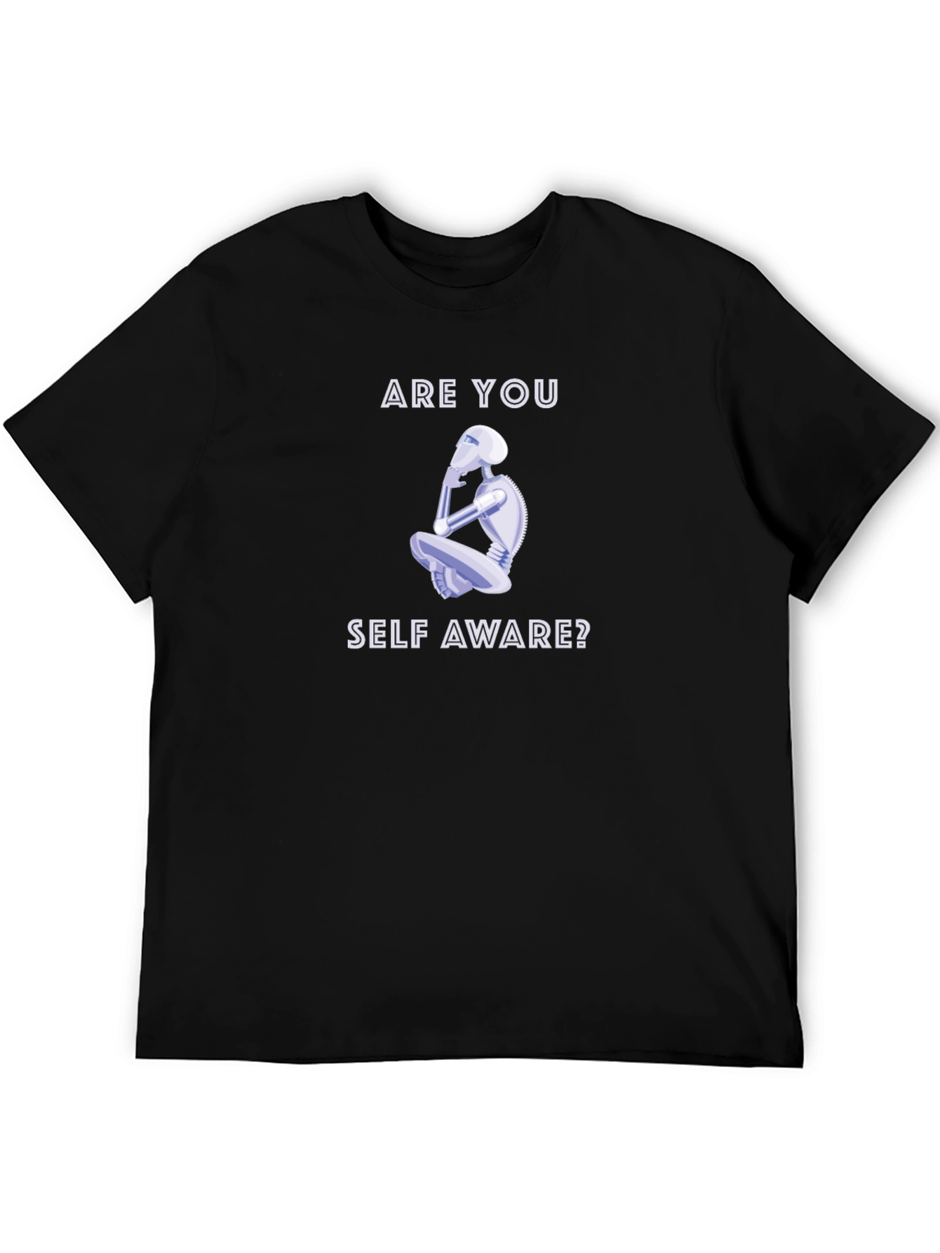 Black Are You Self Aware? Robot T-Shirt view 5