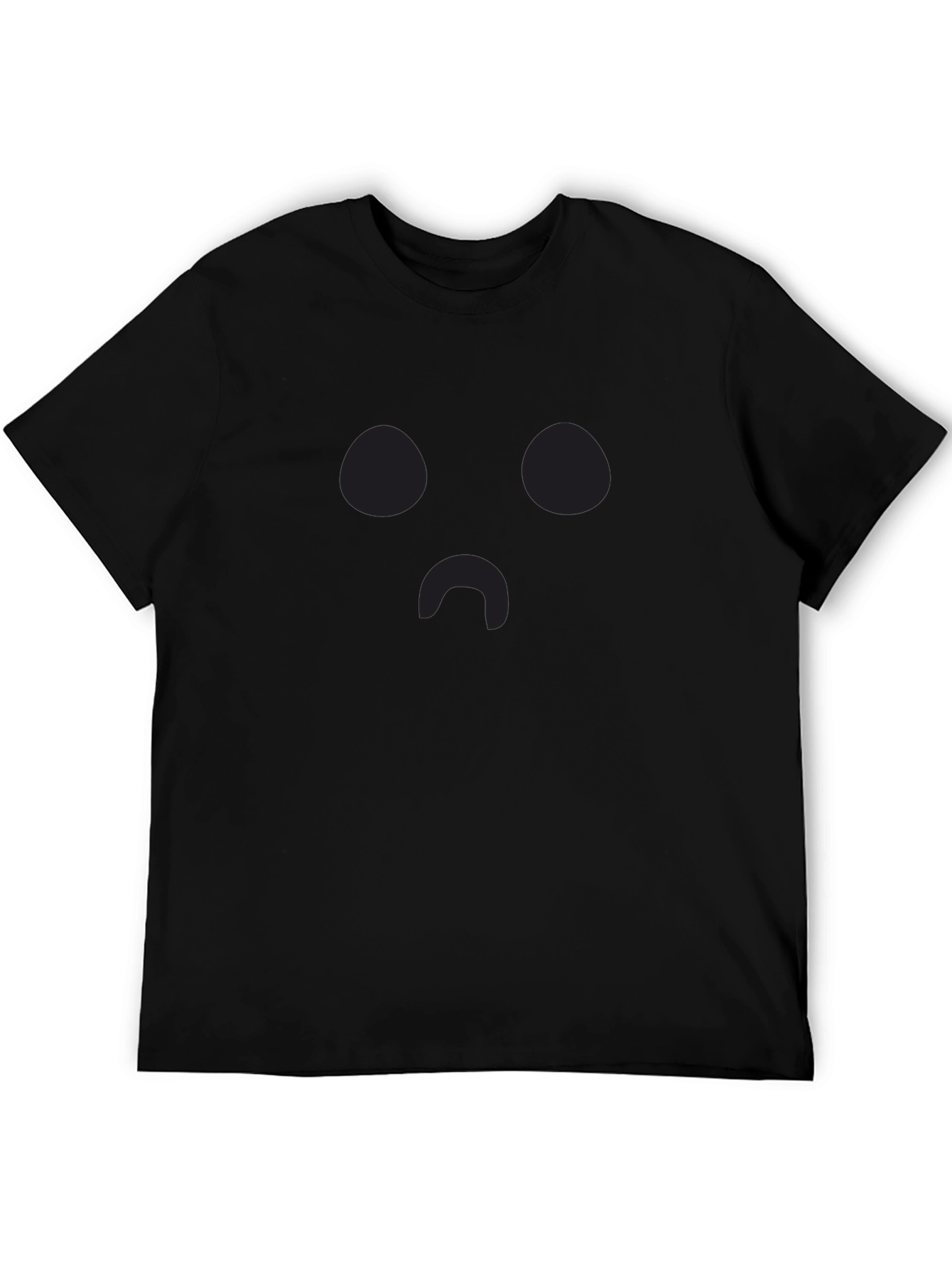 Black Sad Face Emoji Black T-Shirt | Classic Crew Neck Tee view 5