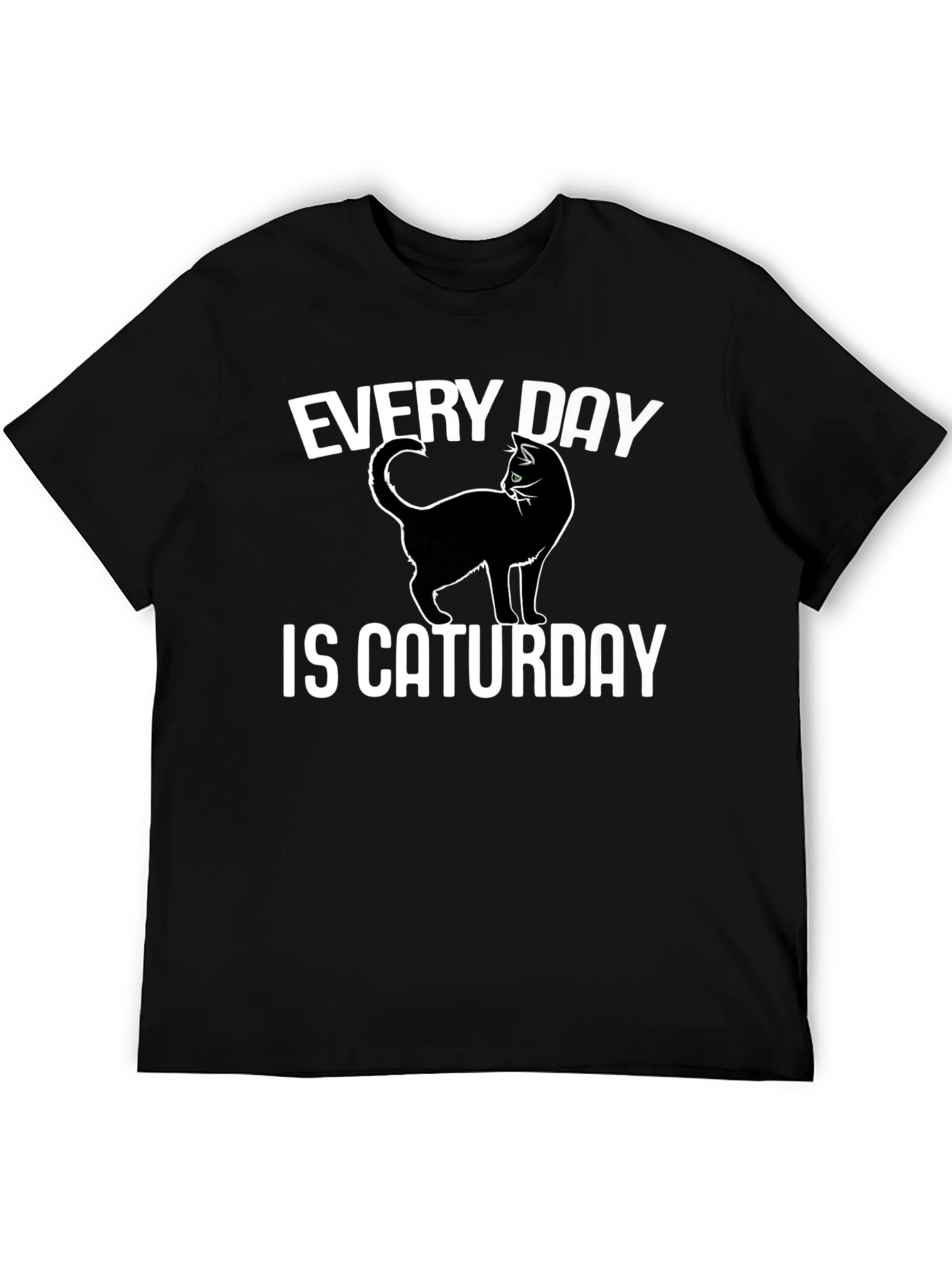 Black Every Day is Caturday Black T-Shirt view 5
