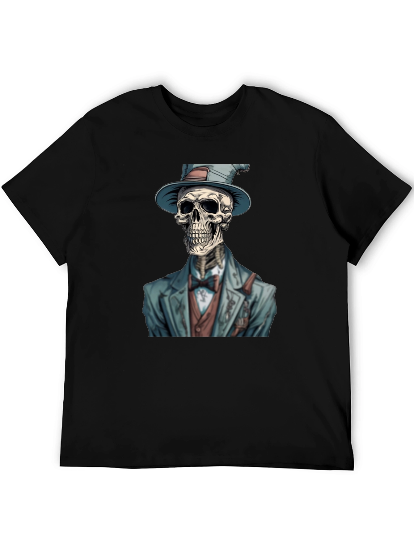 Black Dapper Skeleton T-Shirt - Unique Graphic Tee view 5