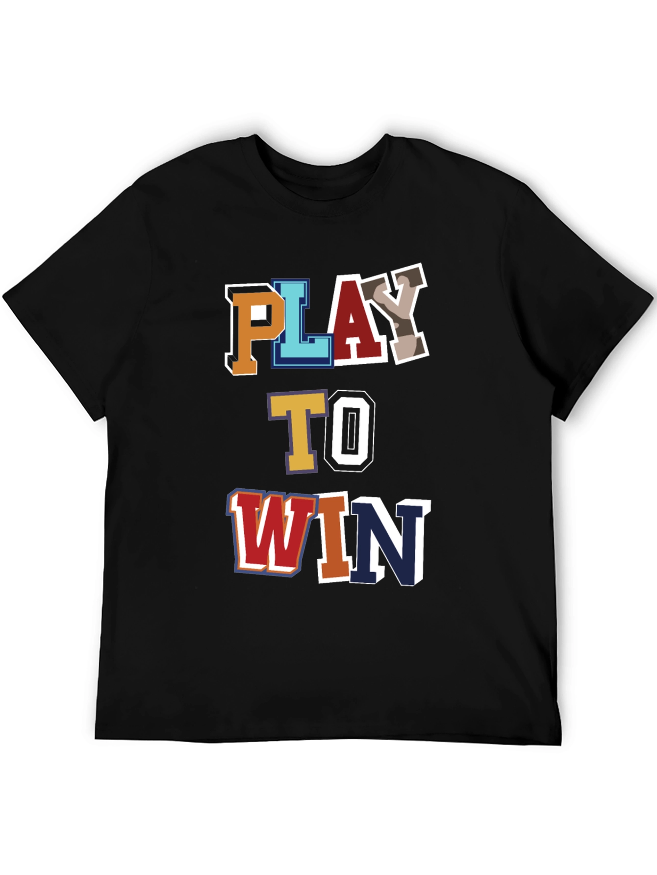 Black Play To Win Graphic Tee - Men's Cotton Blend T-Shirt view 5