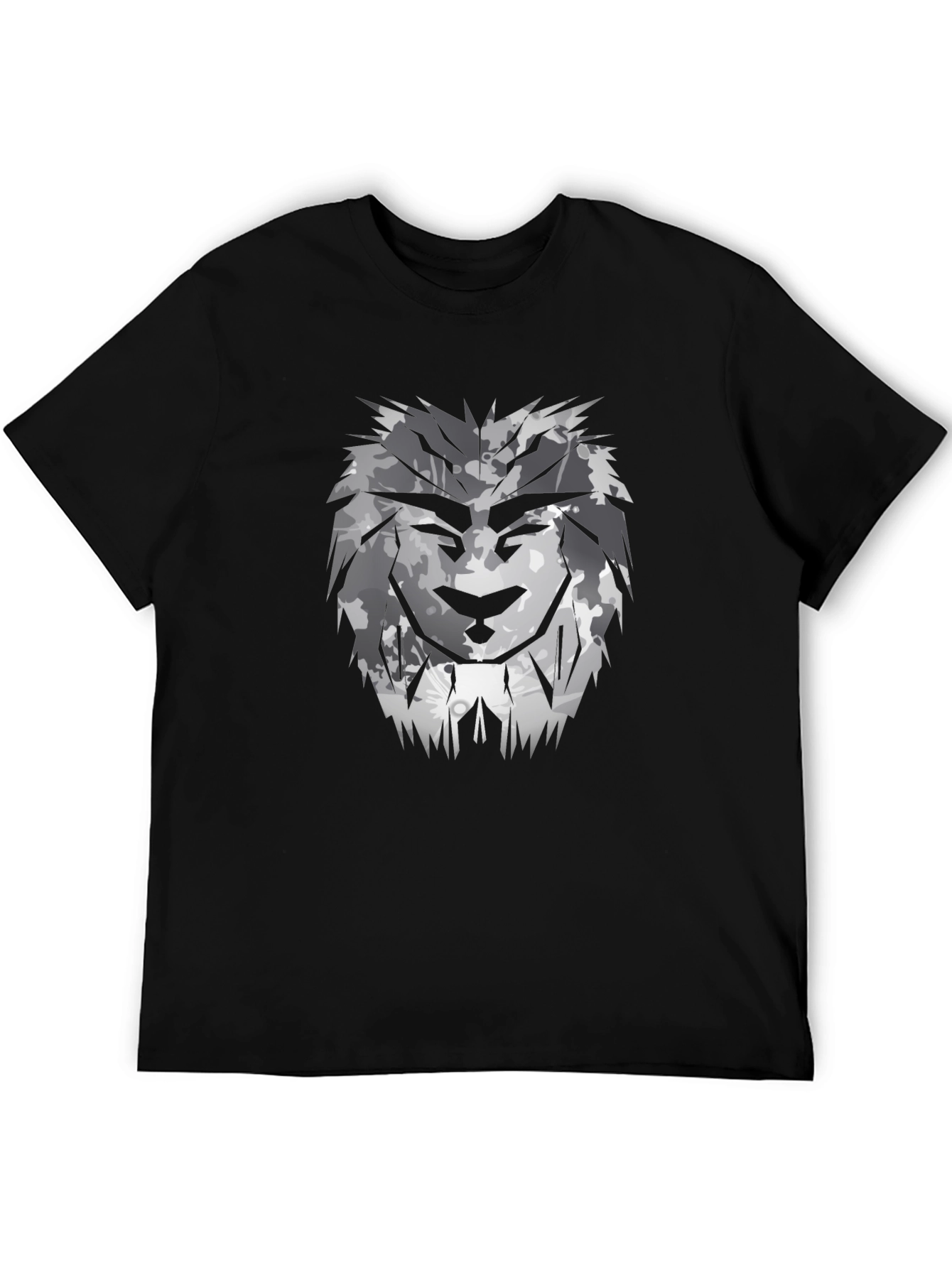 Black Black T-Shirt with Lion Graphic Print view 5