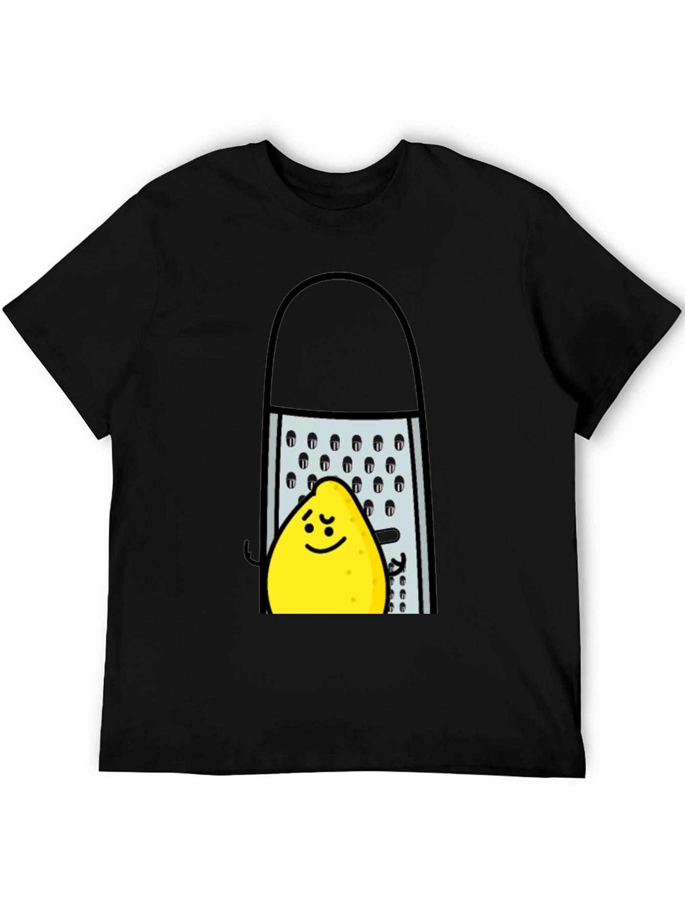 Black Funny Grated Lemon T-Shirt - Black Cotton Tee view 5