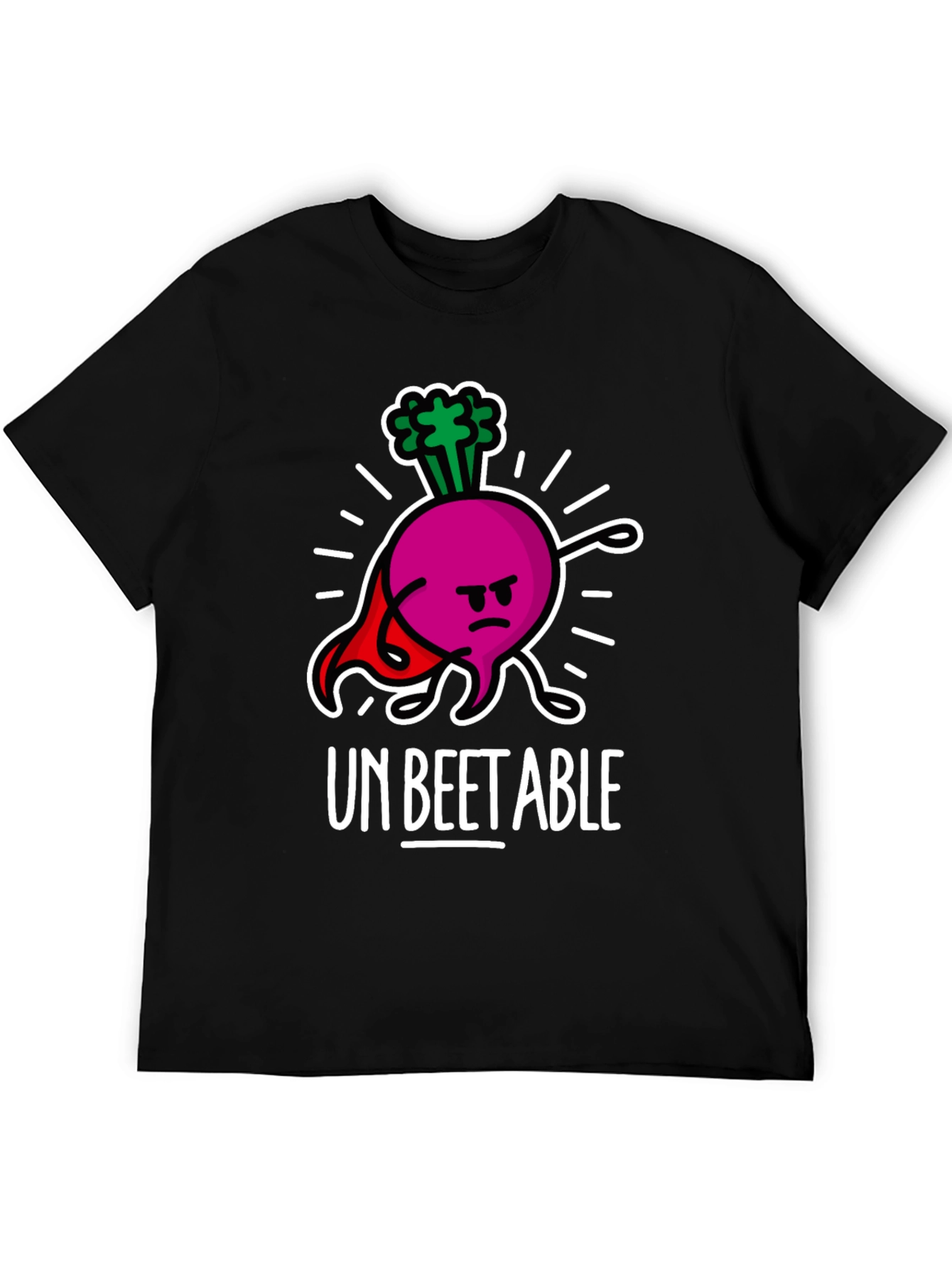 Black Un-Beetable Humor Tee: Super Beet Graphic T-Shirt view 5