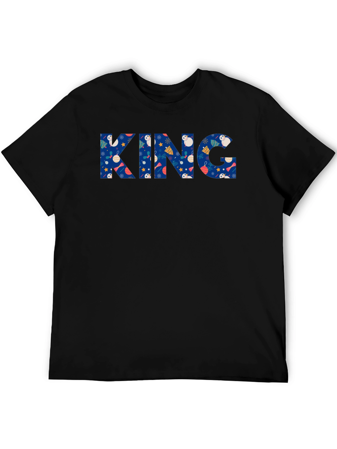 Black Festive King Holiday T-Shirt - Black Crew Neck view 5