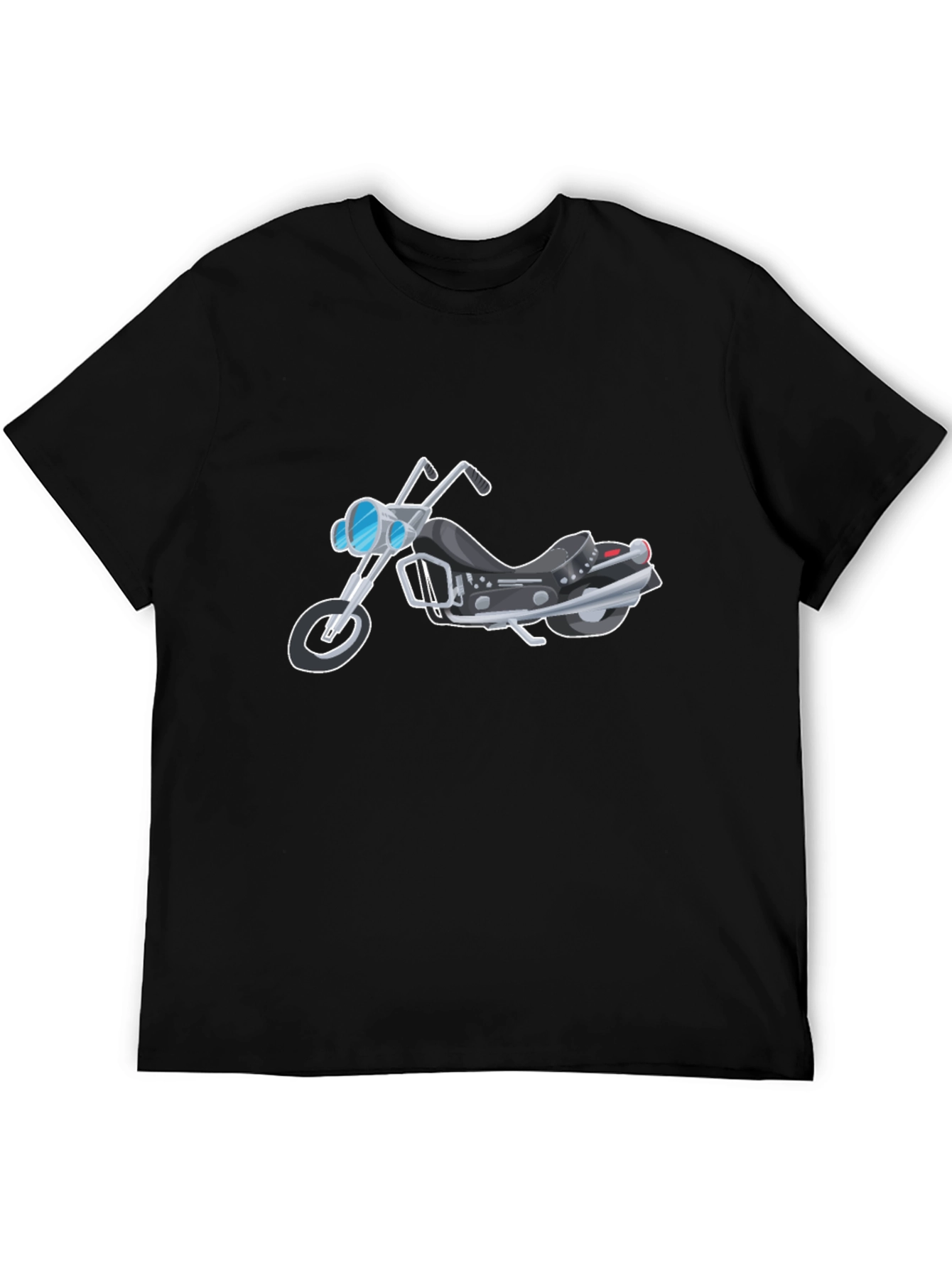 Black Men's Black Motorcycle Graphic T-Shirt view 5