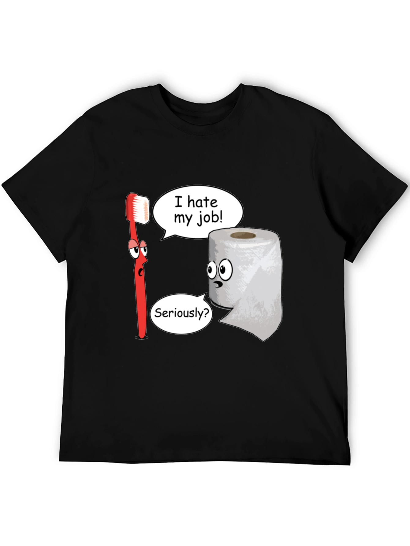 Black Funny Cartoon T-Shirt - I Hate My Job view 5