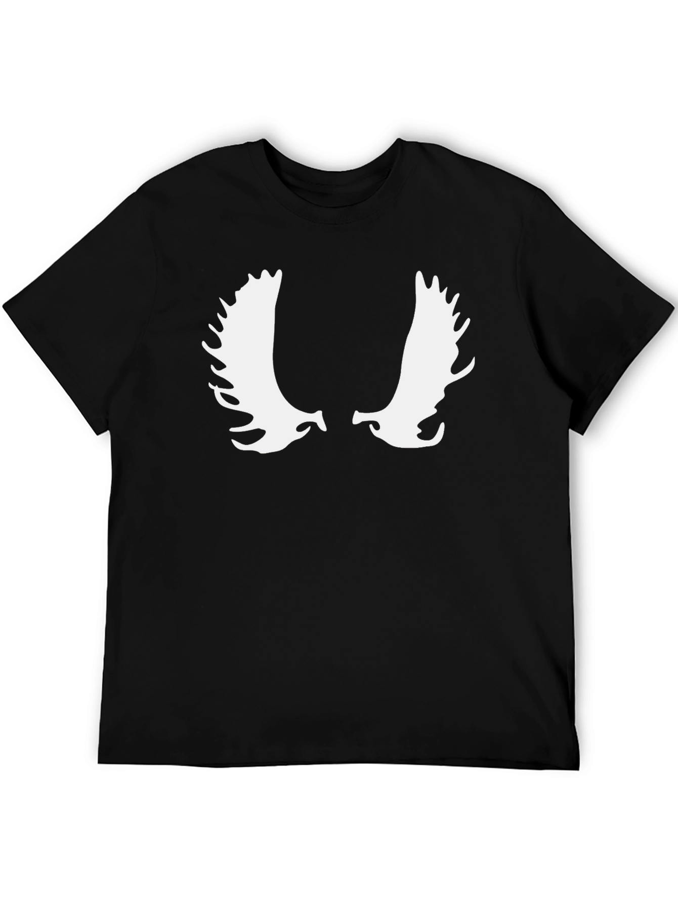 Black Moose Antler Graphic Tee - Black Cotton Casual T-Shirt view 5