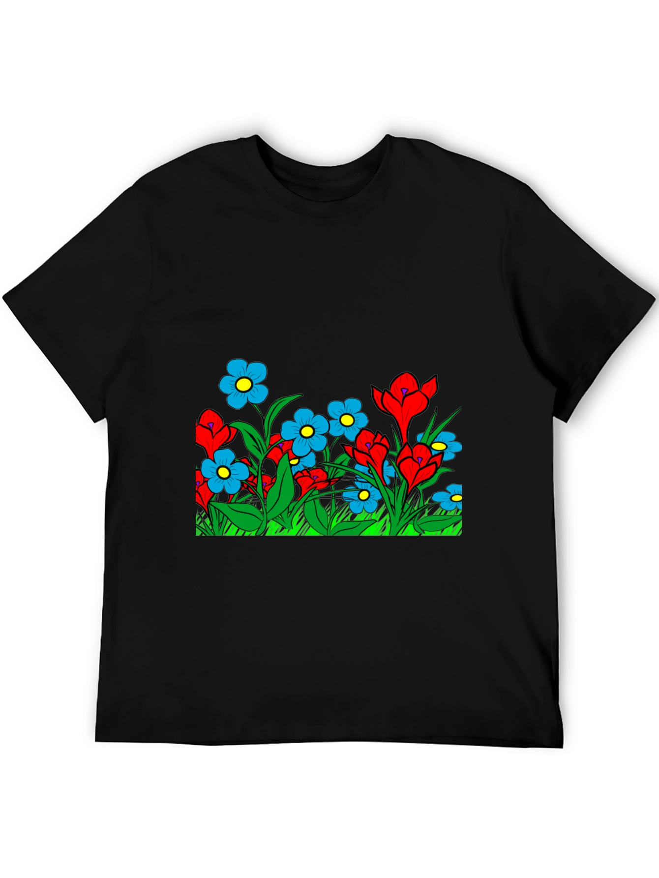 Black Floral Graphic Black T-Shirt view 5