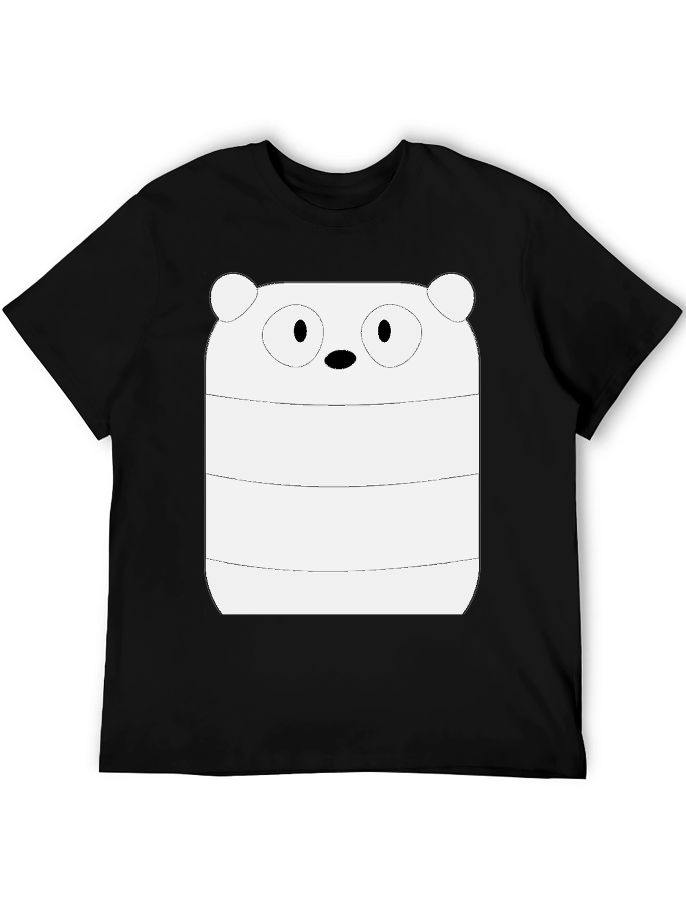 Black Cartoon Bear Graphic Tee - Men's Black Cotton T-Shirt view 5