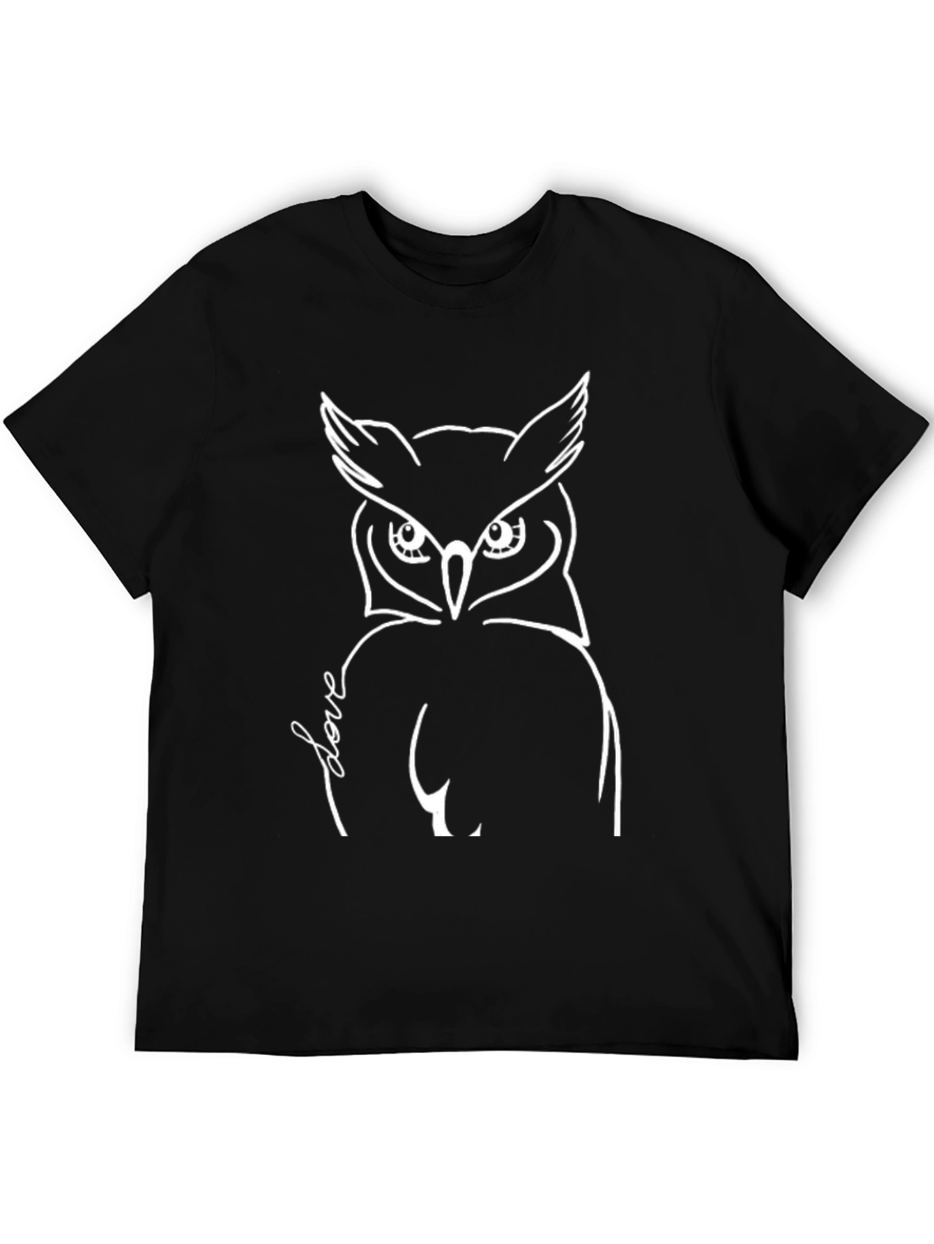 Black Owl Love Graphic T-Shirt - Black Crew Neck Tee view 5