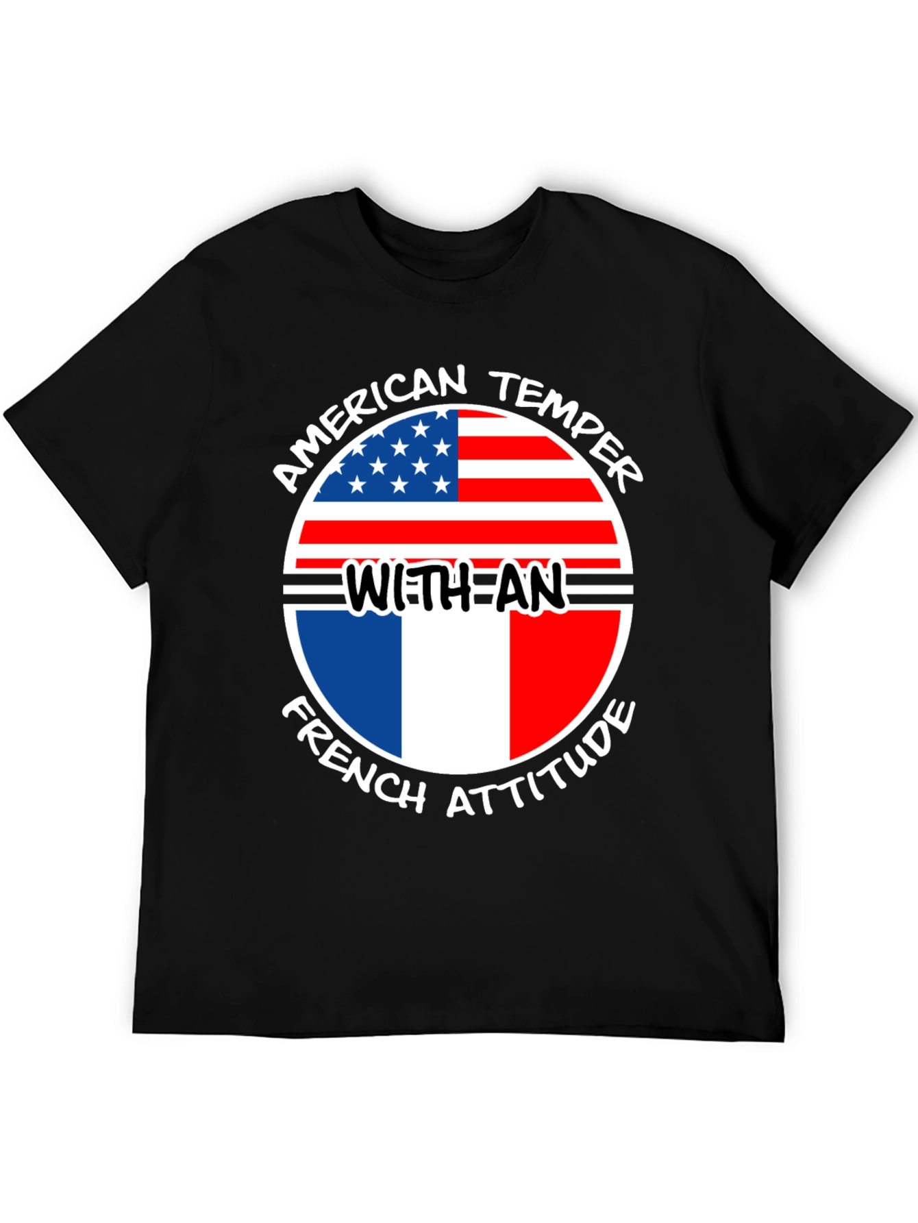 Black American Temper French Attitude T-Shirt view 5