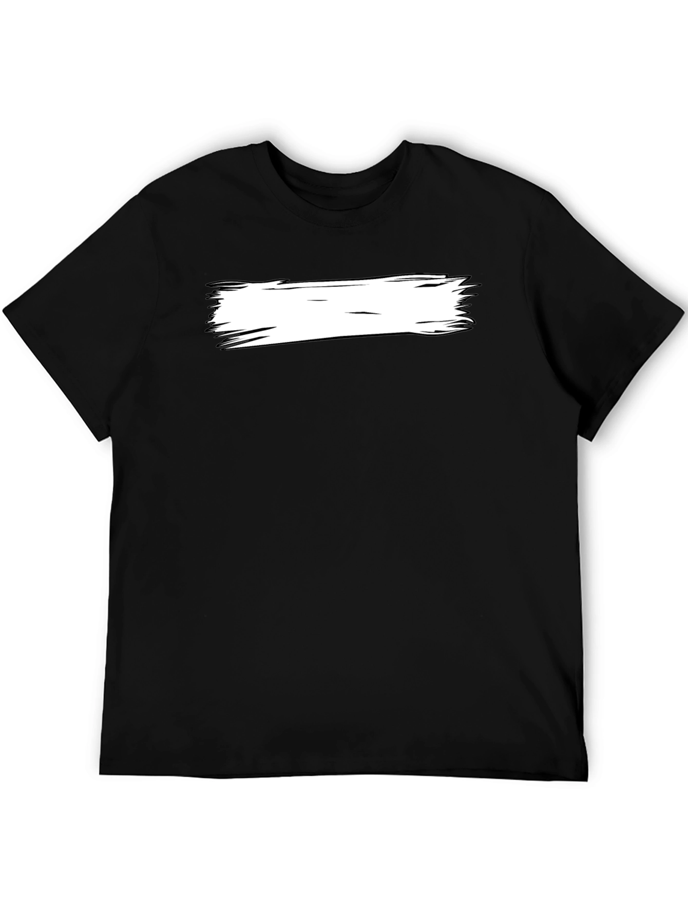 Black Black T-Shirt with White Brushstroke Design view 5