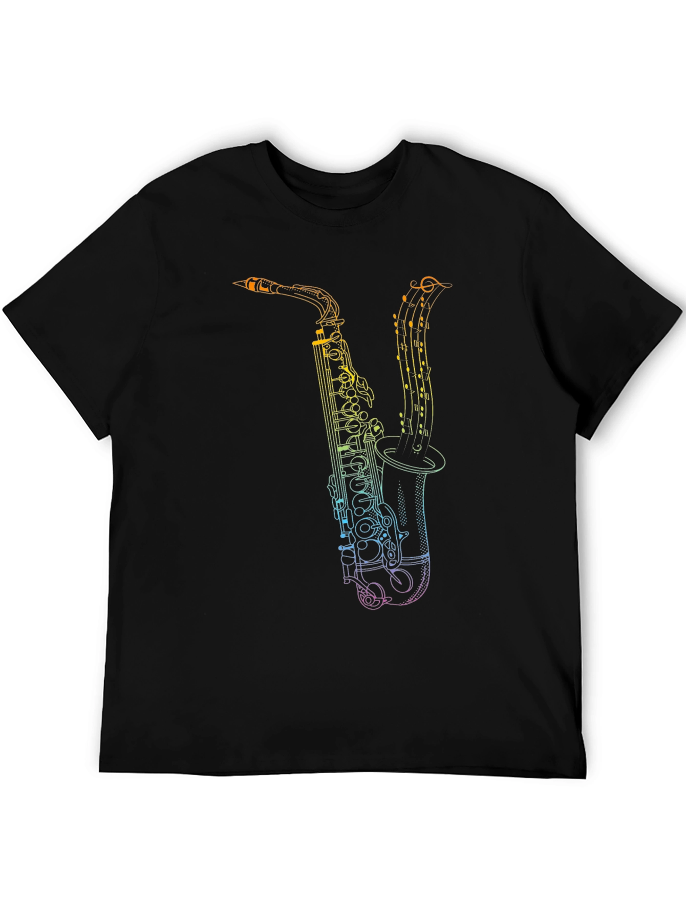 Black Saxophone Music Notes Graphic Tee view 5