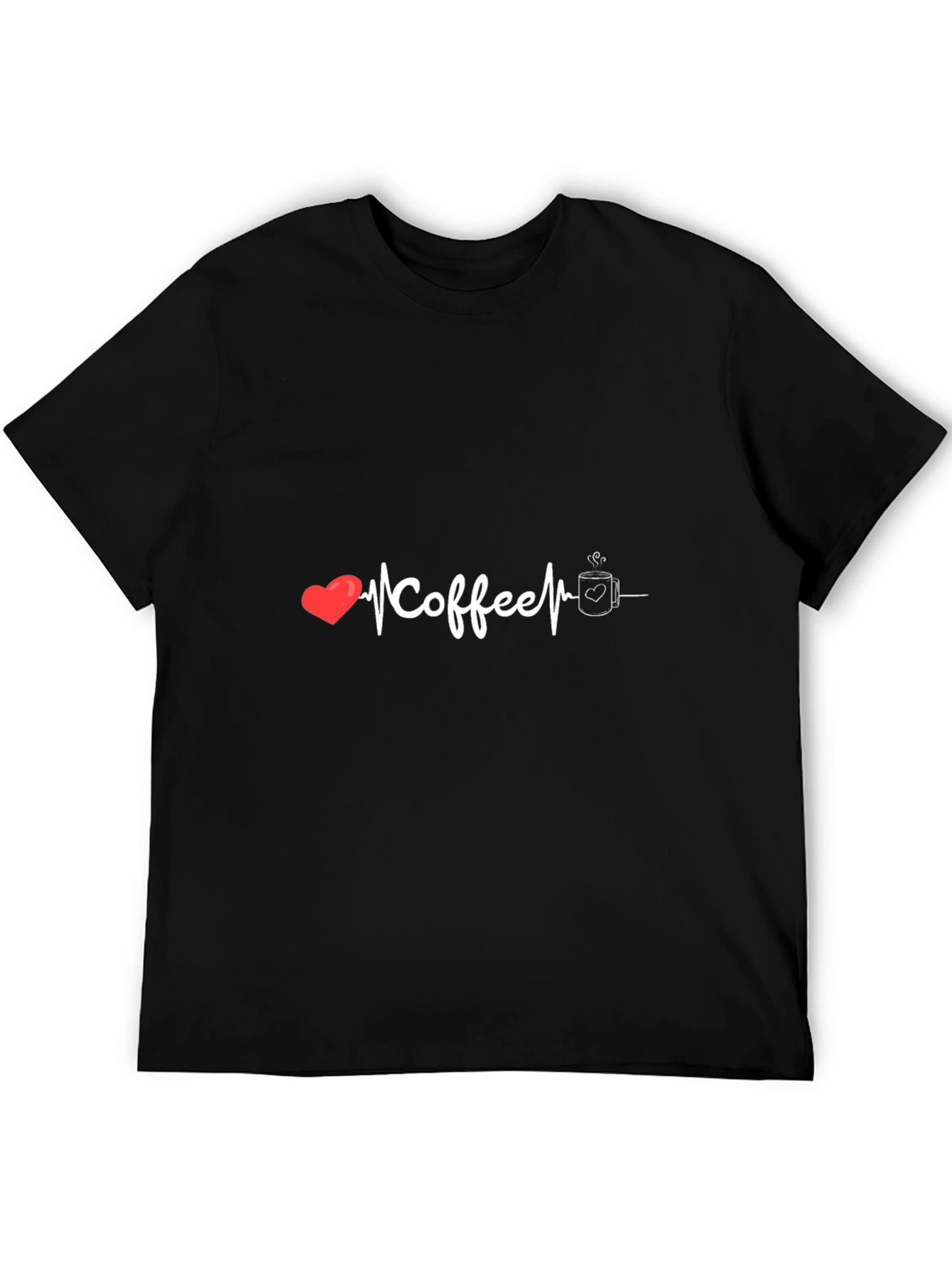 Black Coffee Lover Graphic Tee - Heartbeat Design, Soft Cotton view 5