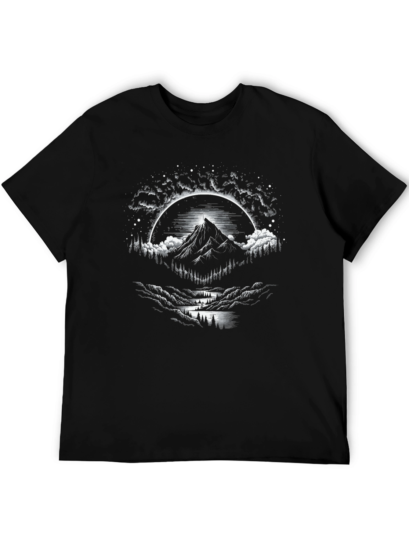 Black Mountain Peak Graphic Tee - Black Cotton Blend view 5
