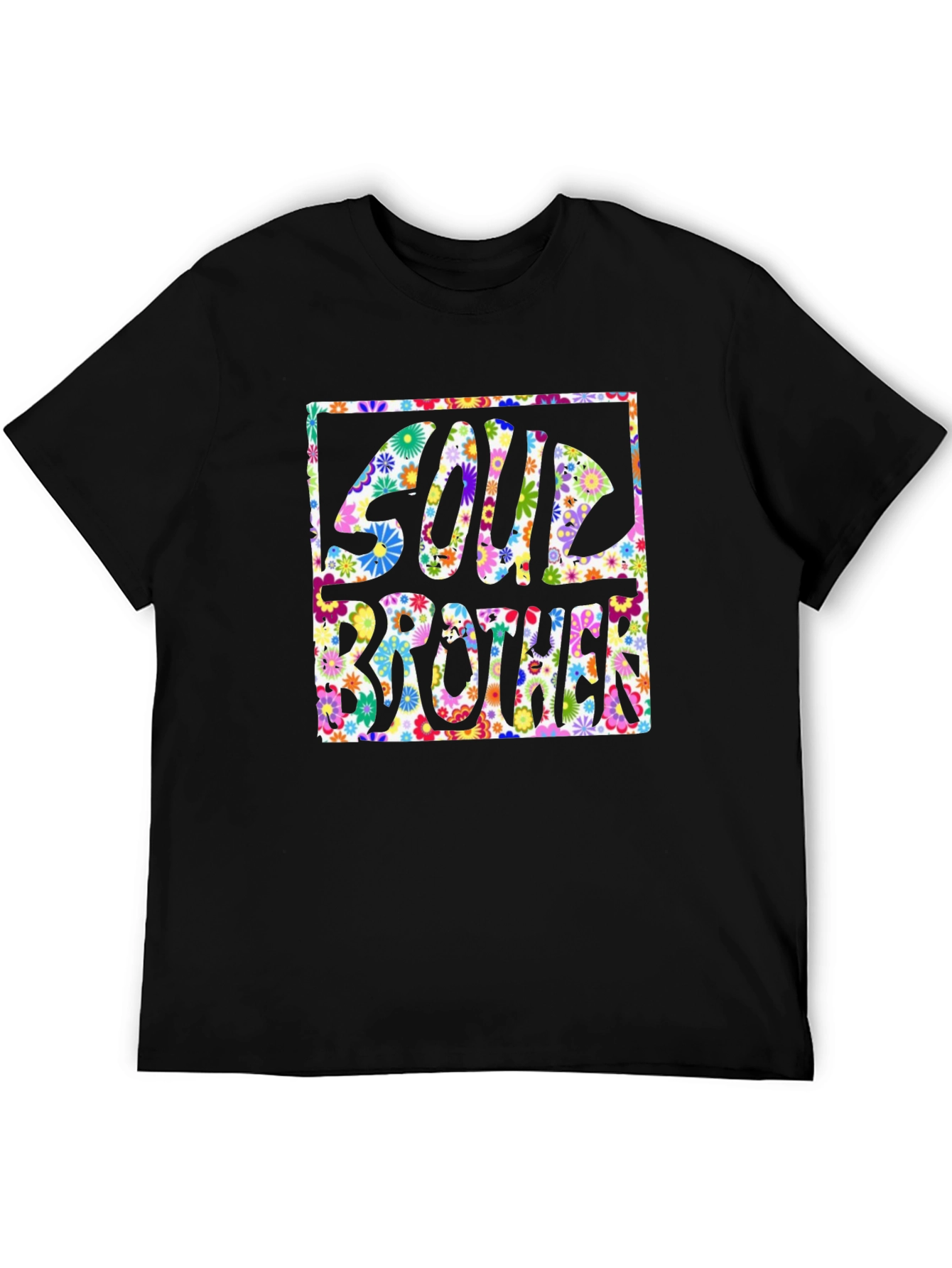 Black Soul Brother Floral Graphic T-Shirt - Unisex view 5