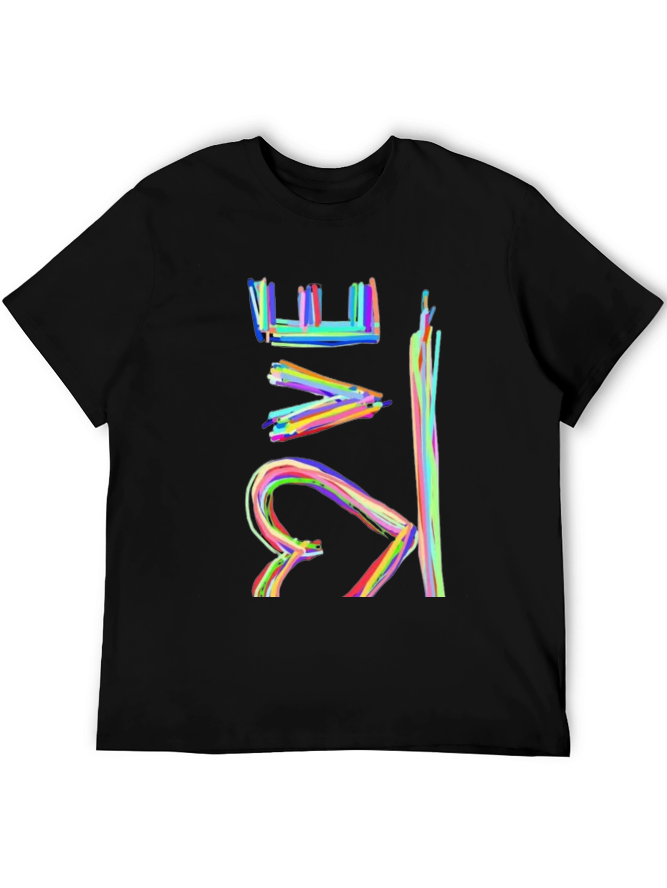 Black Colorful Abstract Design Black T-Shirt view 5