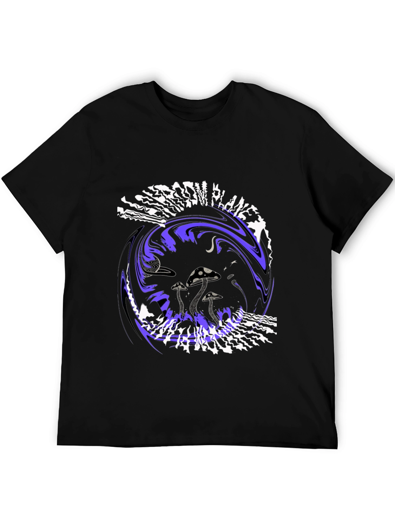 Black Mushroom Planet Graphic Tee - Black Crew Neck T-Shirt view 5