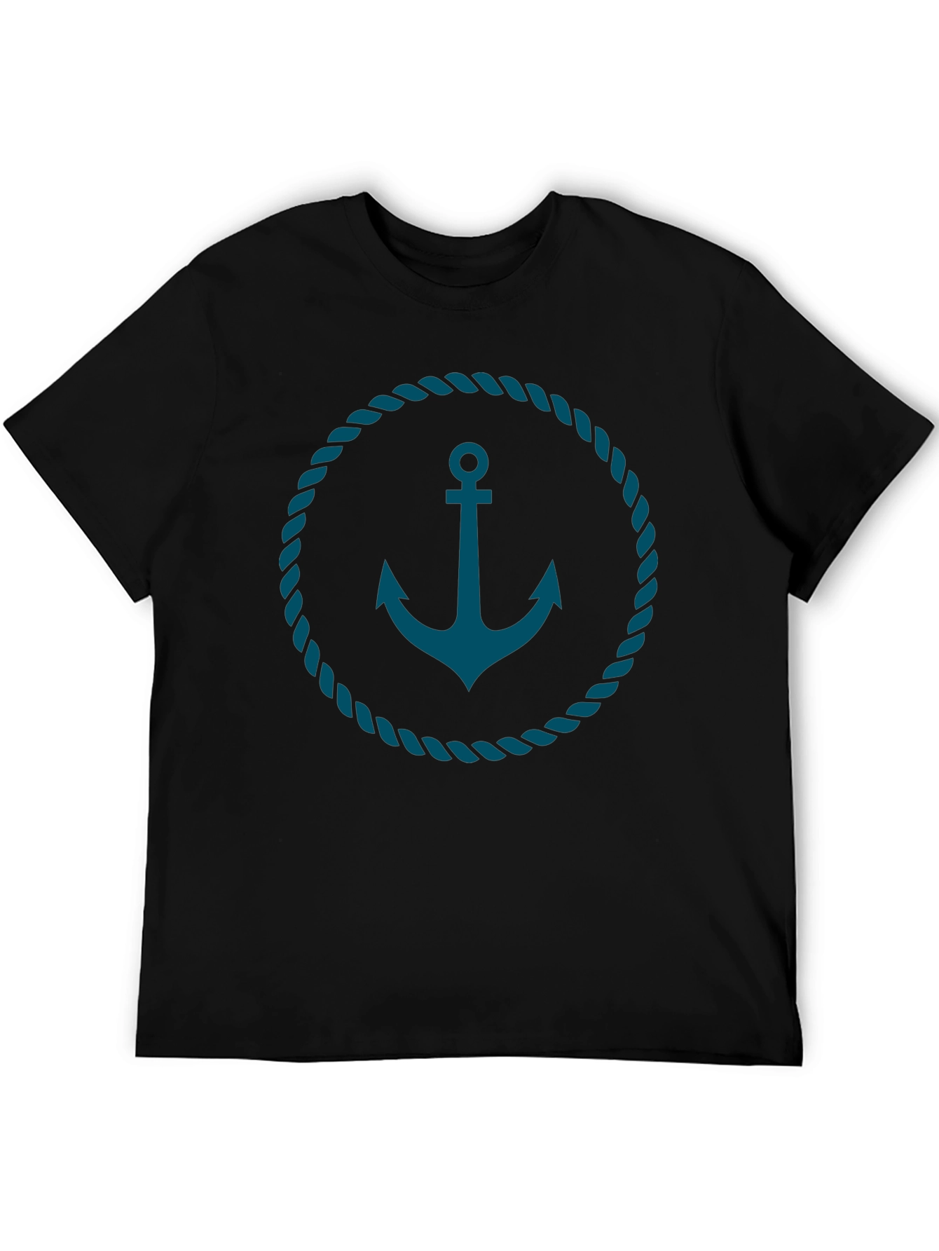 Black Nautical Anchor Graphic Tee - Black Cotton T-Shirt view 5