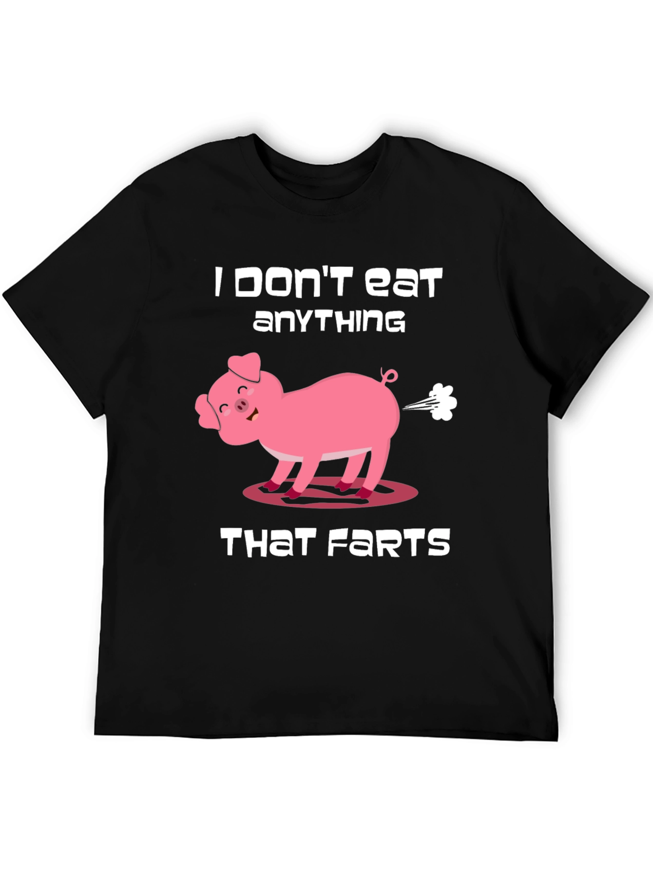 Black Funny Vegan Graphic Tee - I Don't Eat Anything That Farts T-Shirt view 5