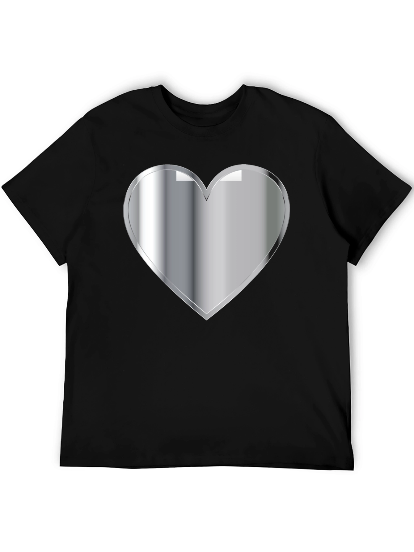 Black Silver Heart Graphic Black T-Shirt view 5
