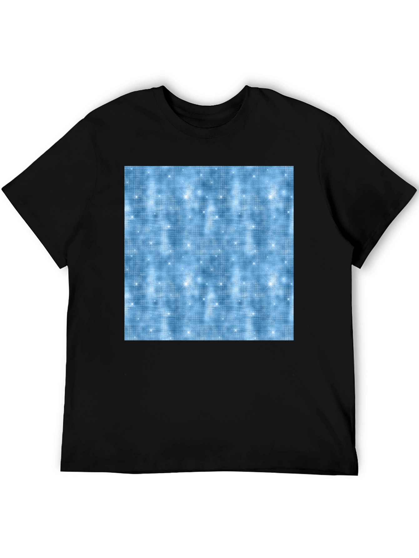 Black Celestial Blue Pattern Black T-Shirt view 5
