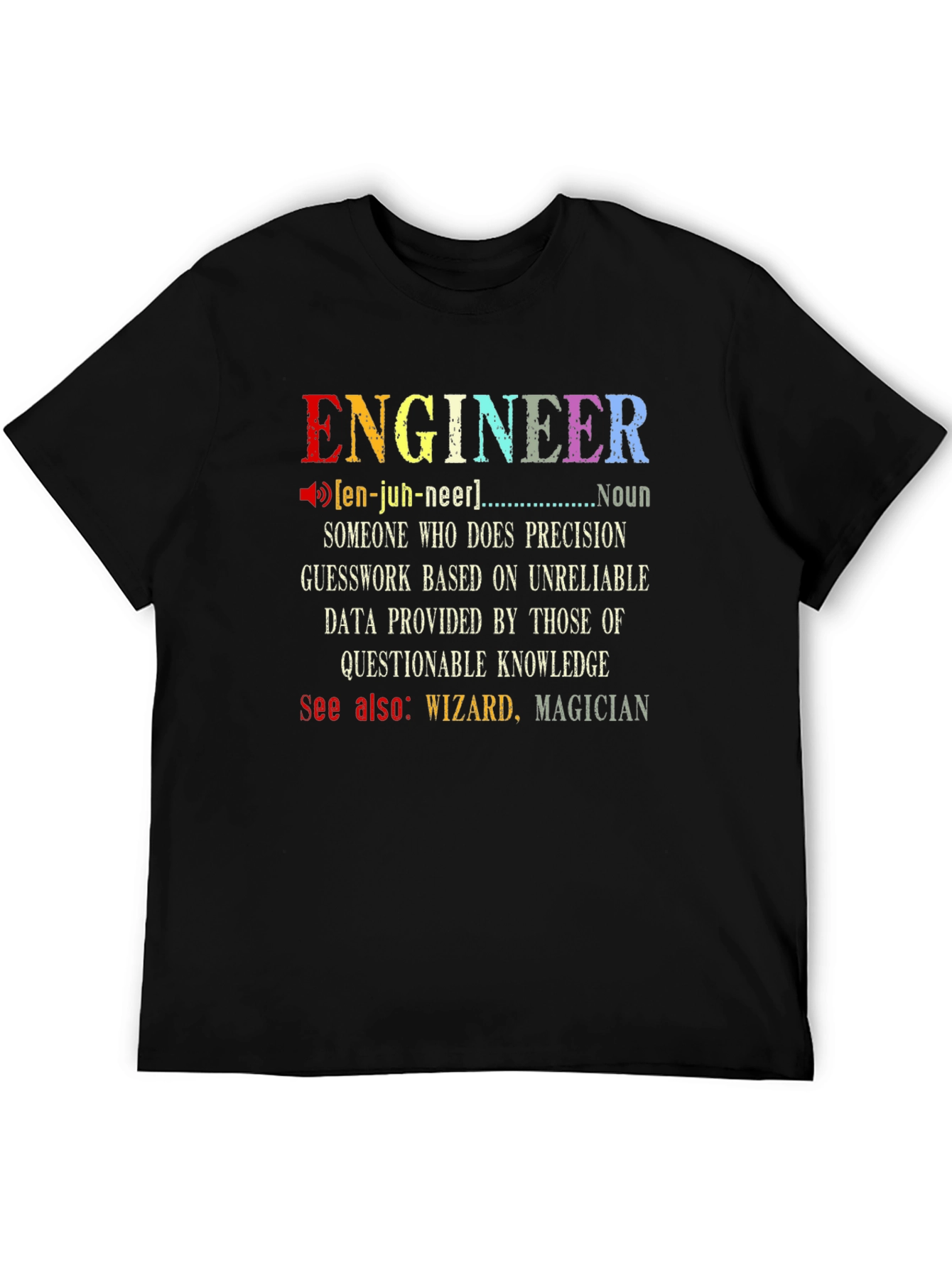 Black Engineer Definition Graphic T-Shirt view 5
