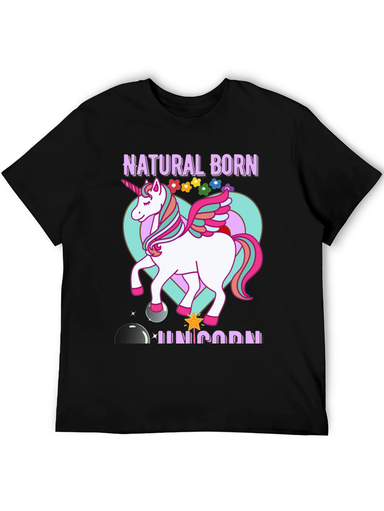 Black Natural Born Unicorn T-Shirt view 5