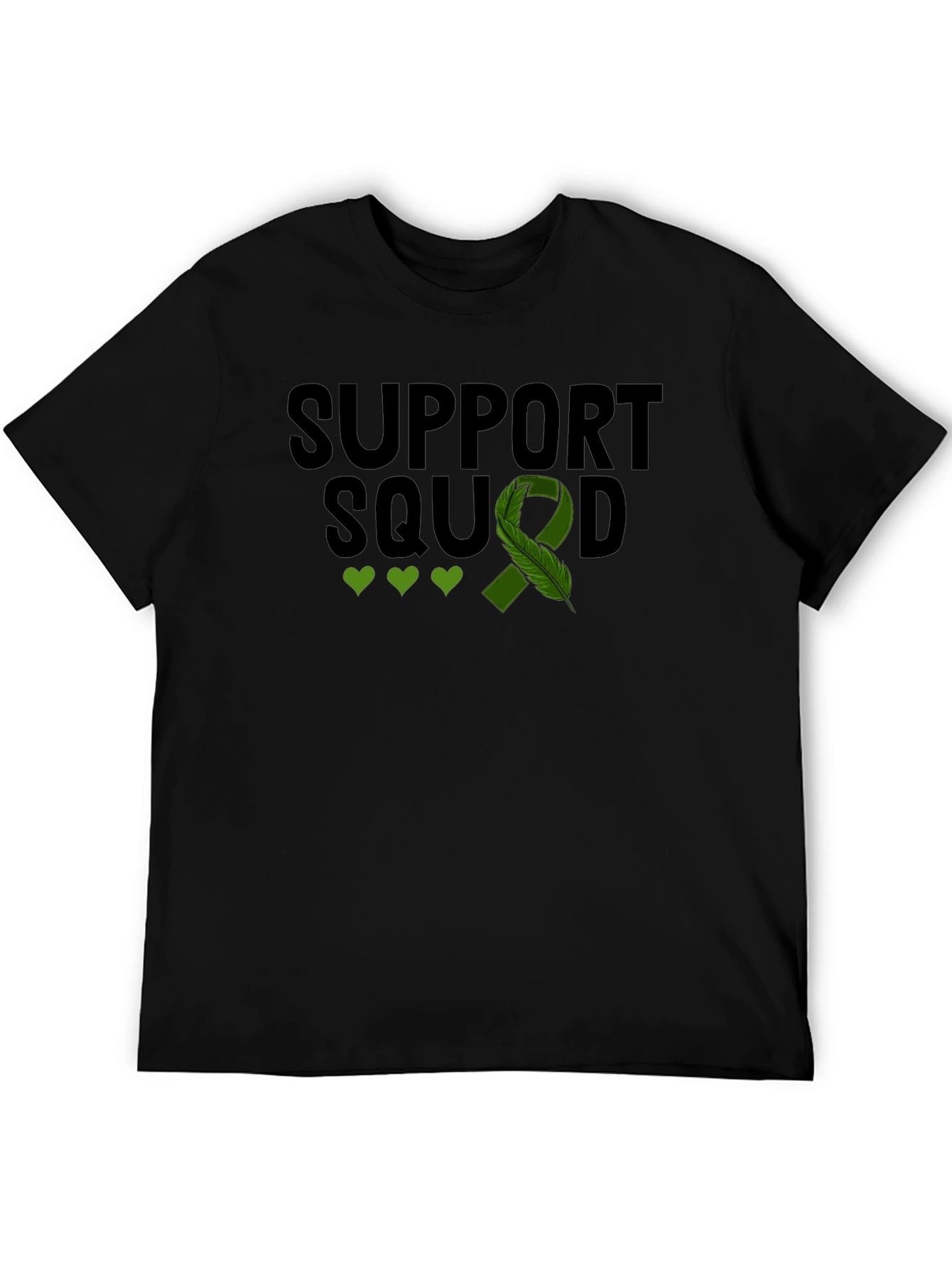 Black Support Squad T-Shirt - Green Ribbon Mental Health view 5