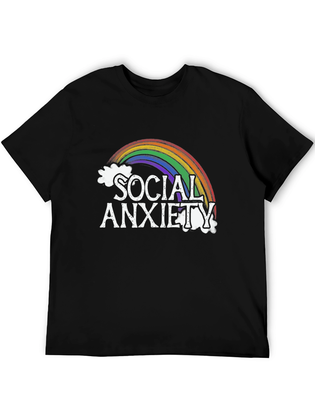 Black Social Anxiety Rainbow Graphic Tee view 5