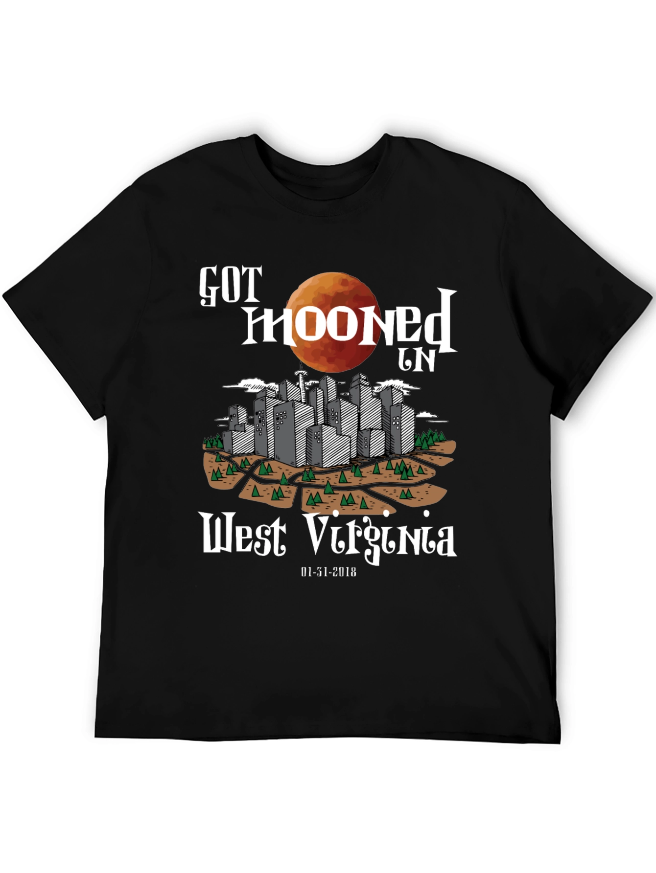 Black Got Mooned in West Virginia Graphic T-Shirt view 5