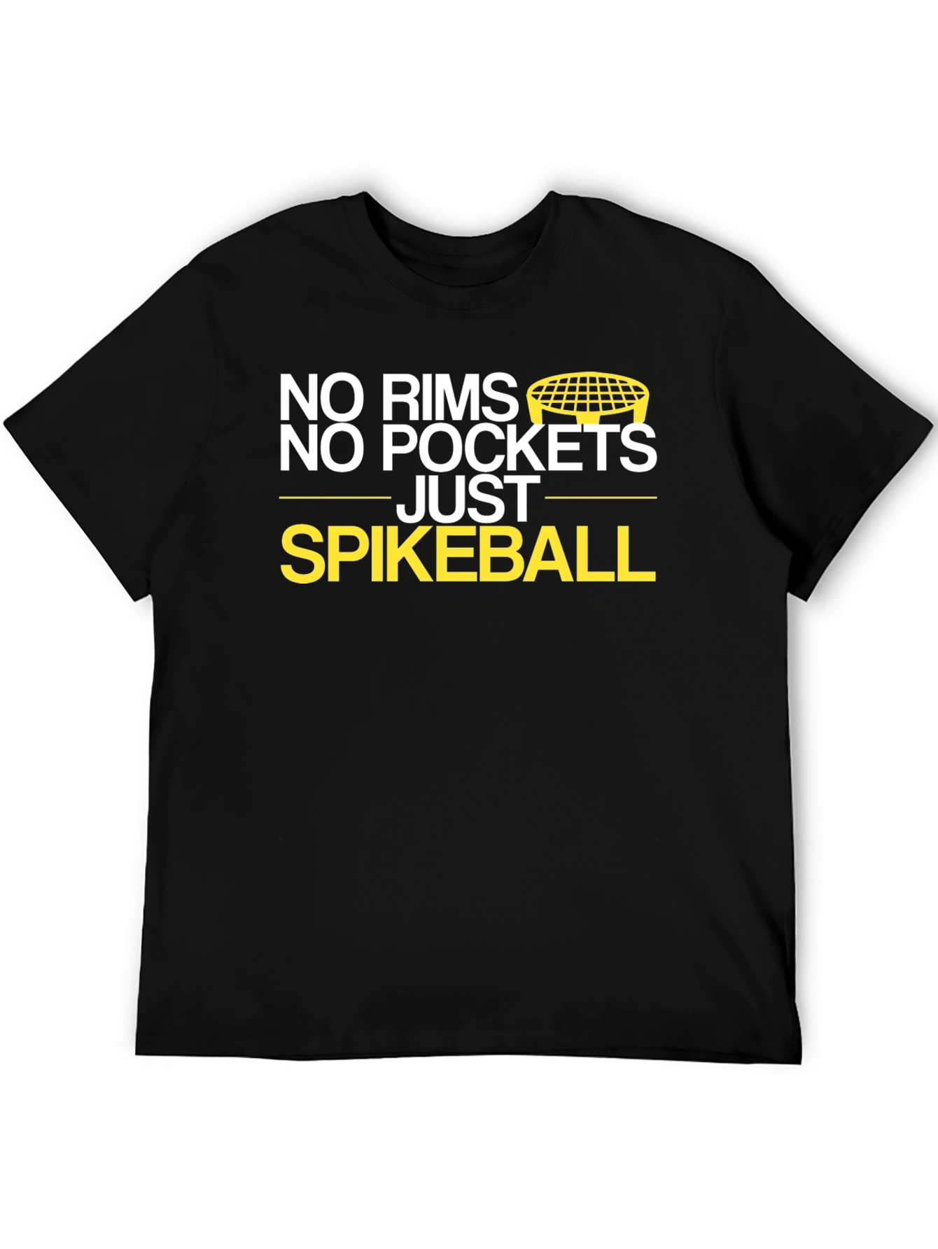 Black No Rims No Pockets Spikeball T-Shirt view 5