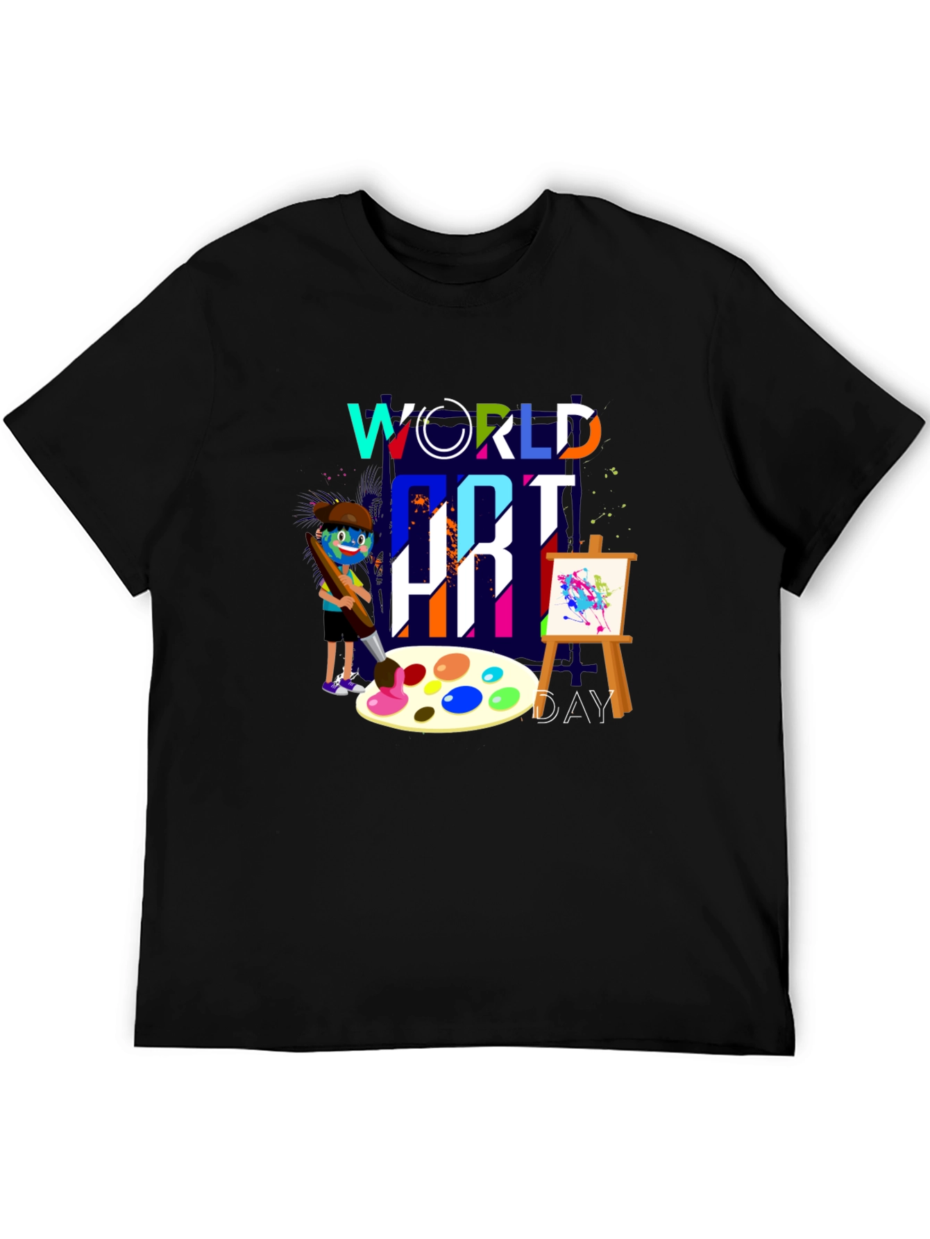 Black World Art Day T-Shirt, Painter Graphic Tee view 5
