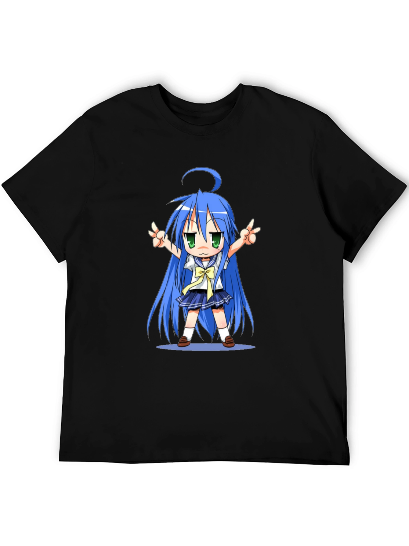 Black Anime Girl Graphic T-Shirt - Black Cotton Tee view 5