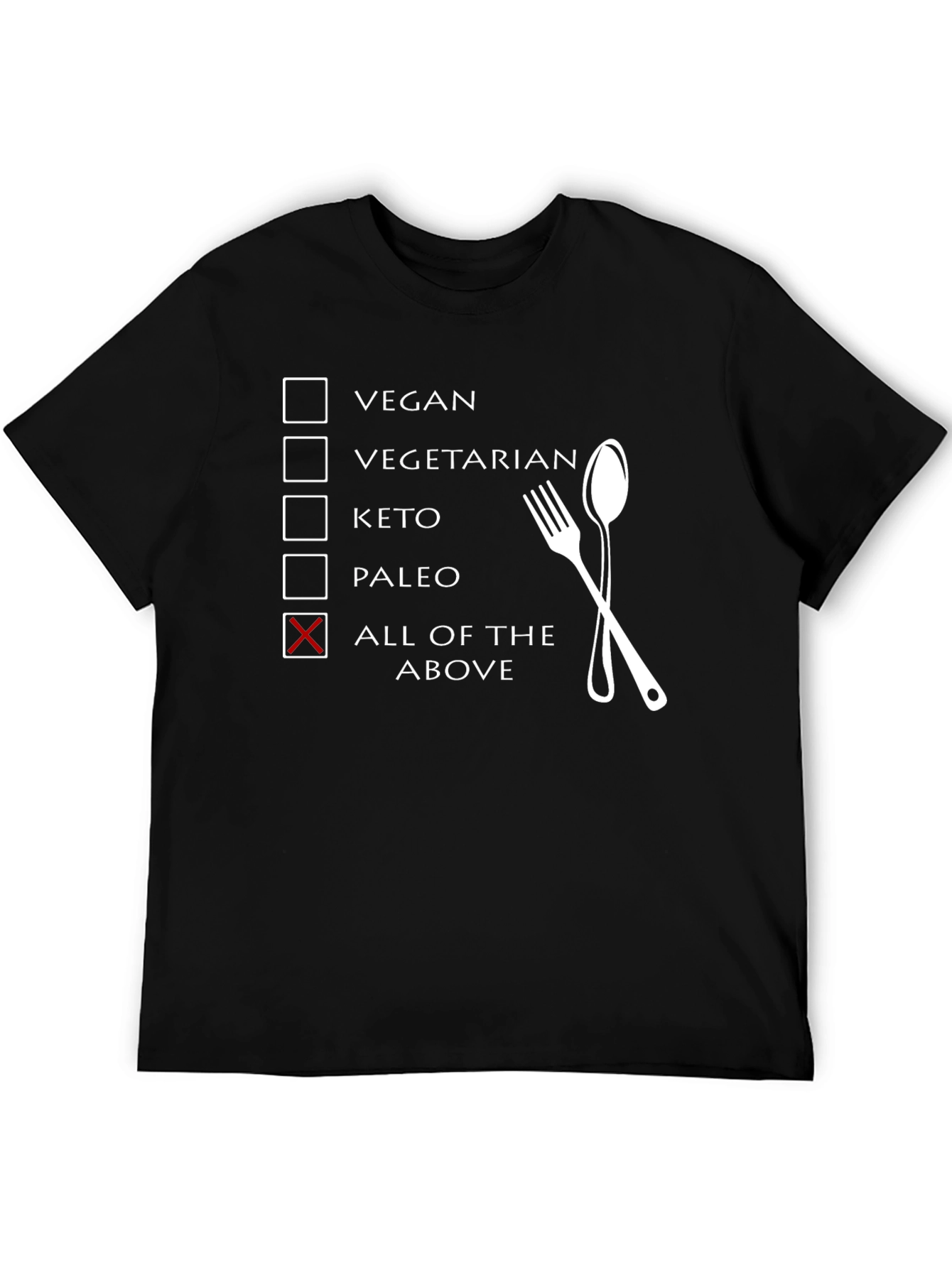 Black All of the Above Diet T-Shirt Funny Foodie Tee view 5
