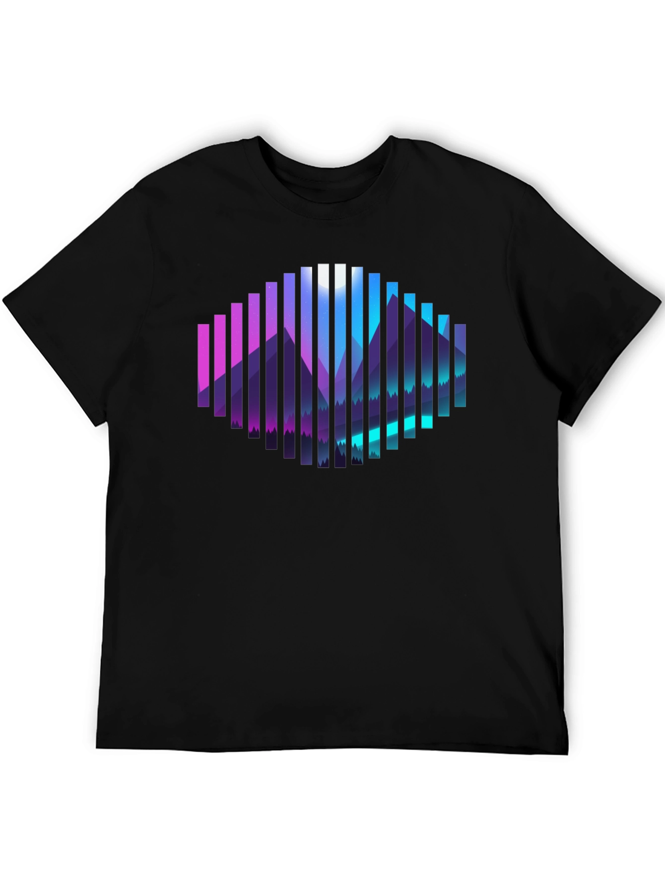 Black Geometric Mountainscape Graphic Tee - Black view 5