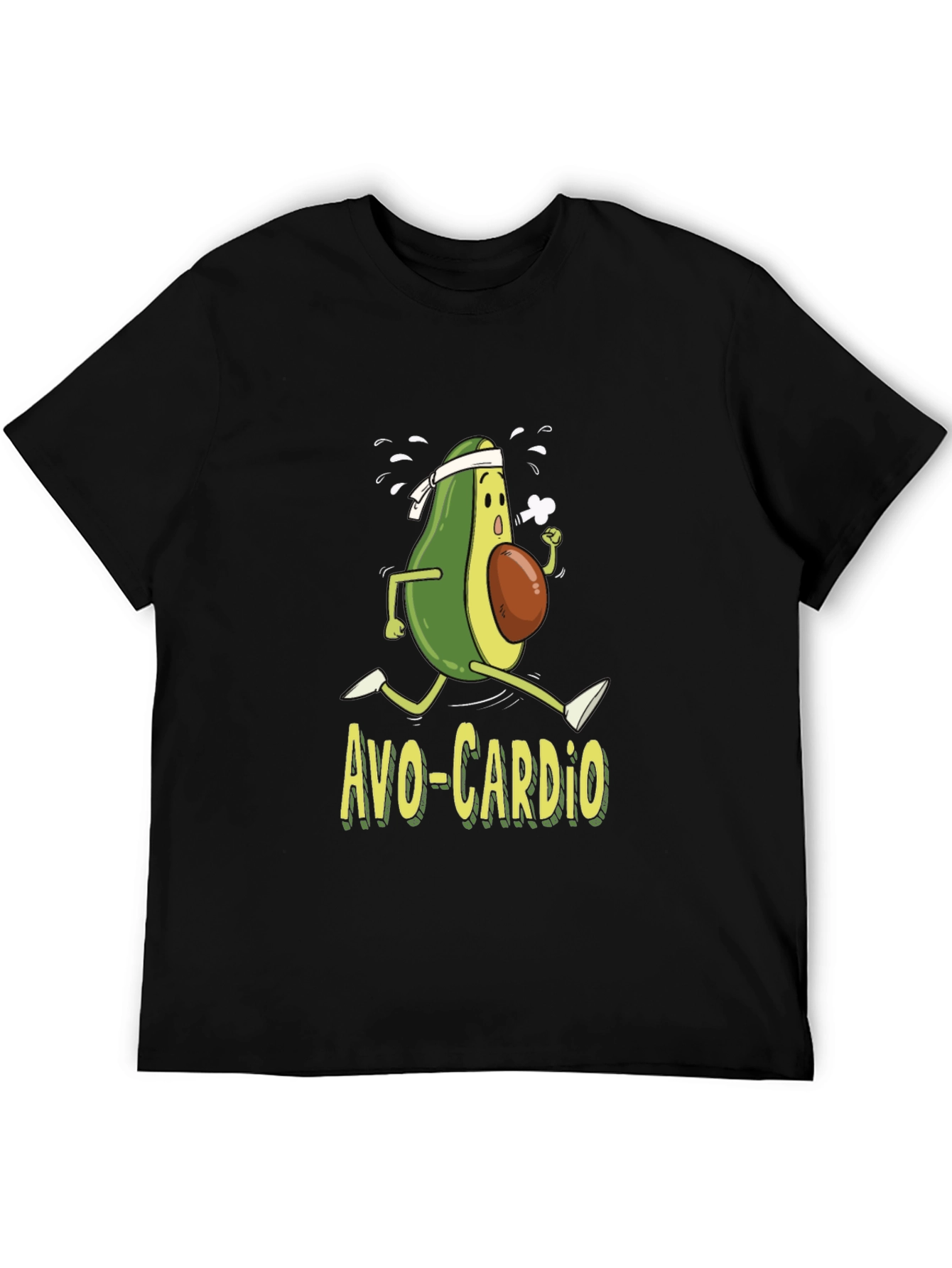 Black Avo-Cardio T-Shirt Funny Avocado Running Workout Tee view 5