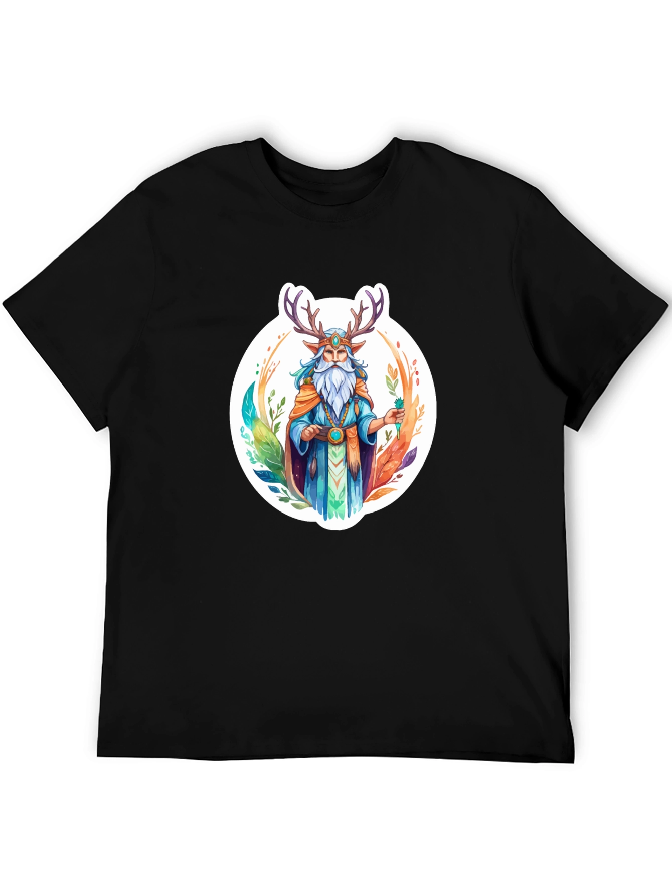 Black Nature Wizard Graphic T-Shirt - Unique Design view 5